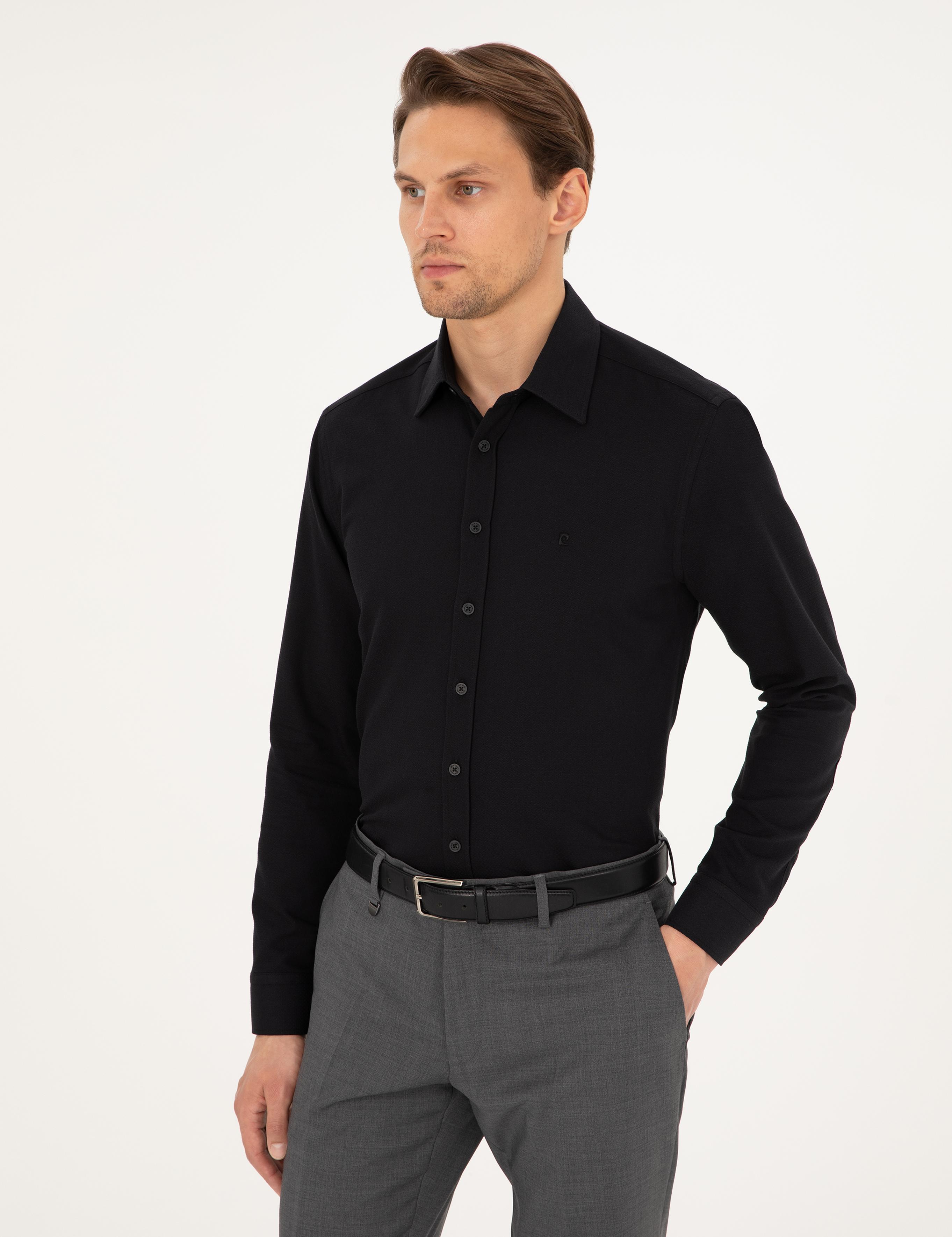 Siyah Regular Fit Uzun Kollu Gömlek