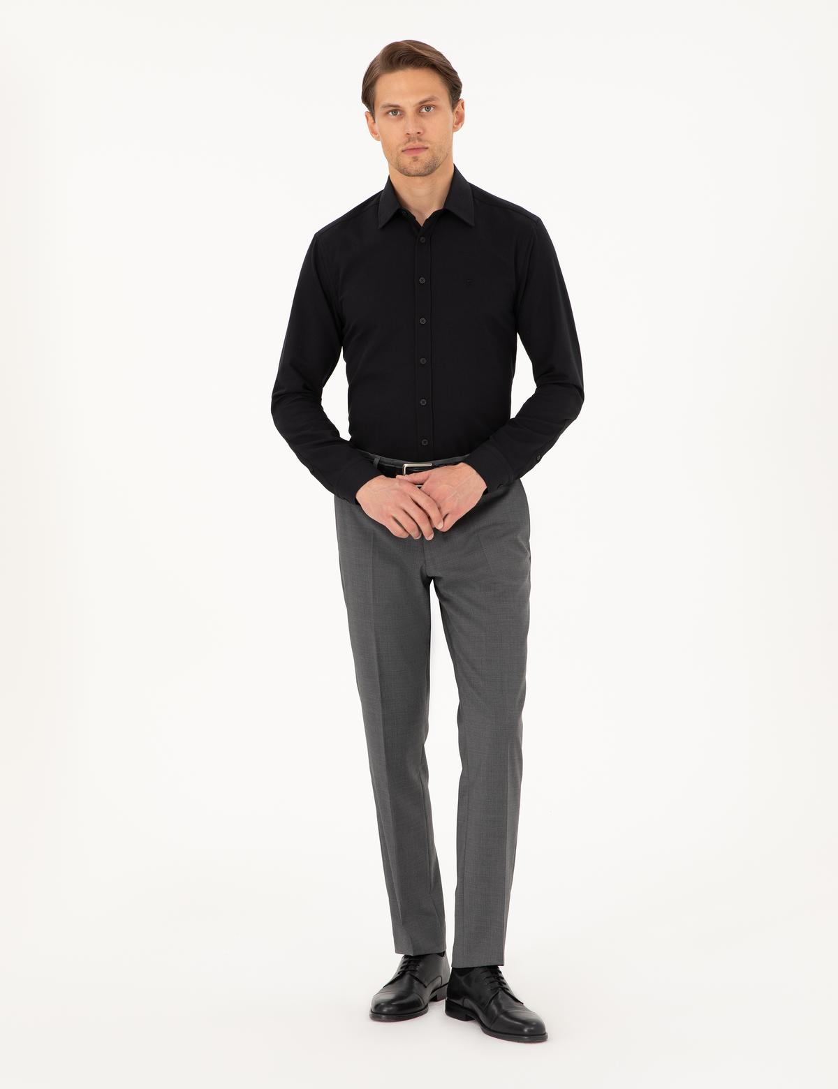 Siyah Regular Fit Uzun Kollu Gömlek - 50292309018