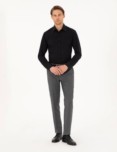 Siyah Regular Fit Uzun Kollu Gömlek