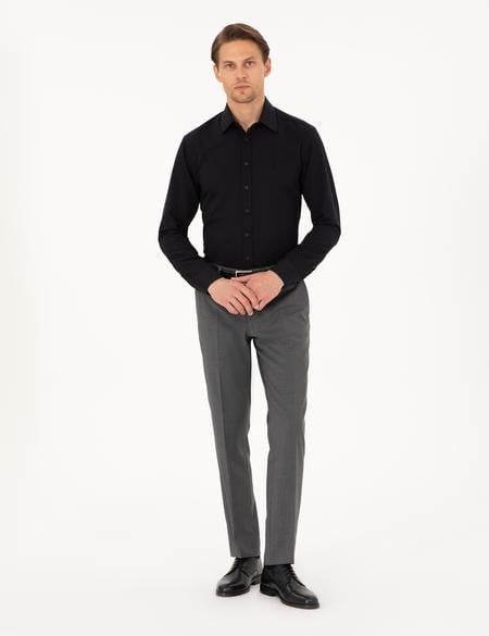 Siyah Regular Fit Uzun Kollu Gömlek - 50292309018