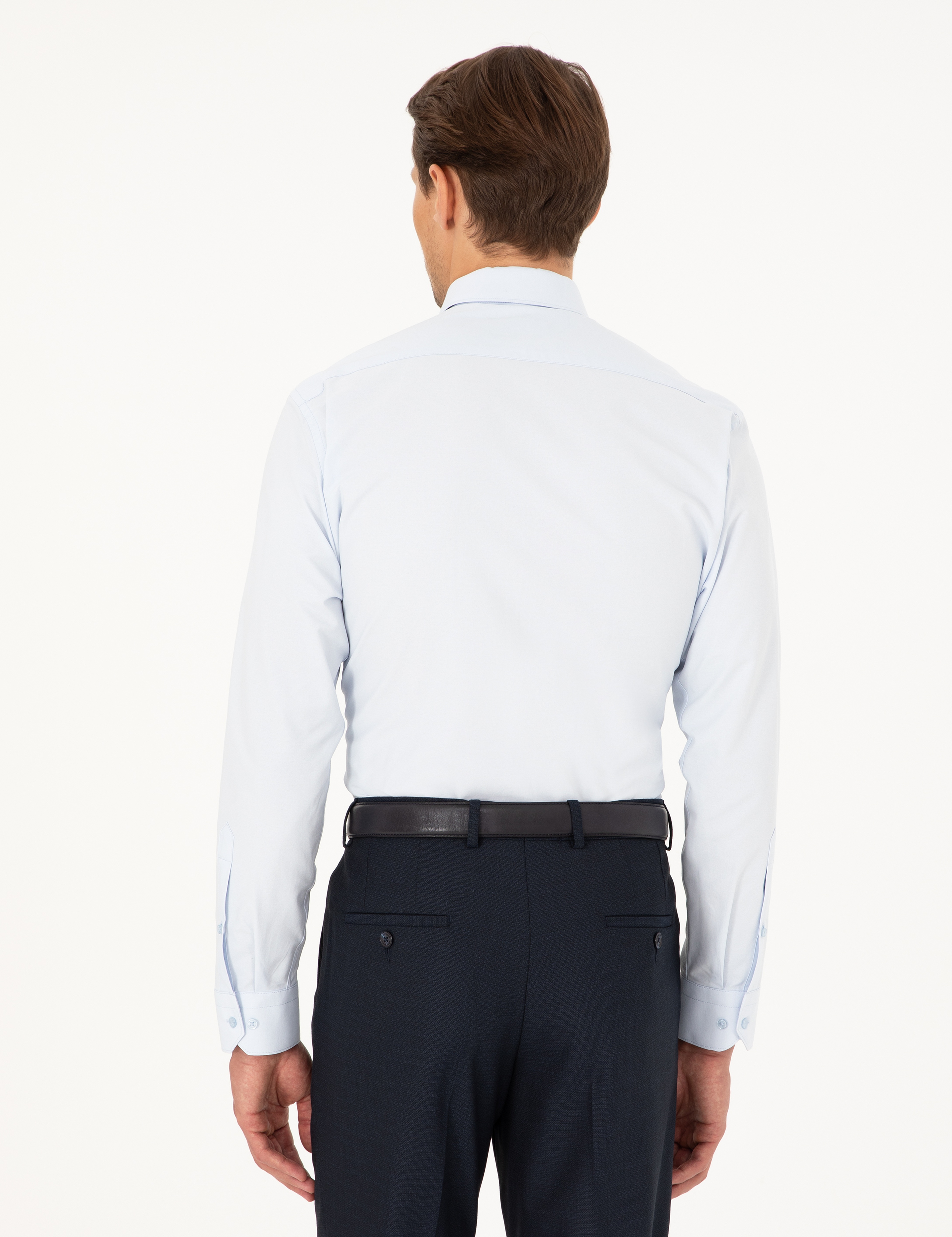 Açık Mavi Regular Fit Uzun Kollu Basic Gömlek - Image 5