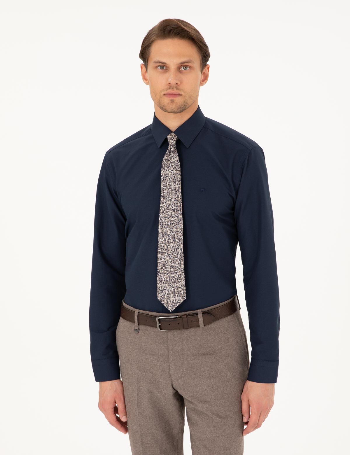 Lacivert Regular Fit Uzun Kollu Basic Gömlek