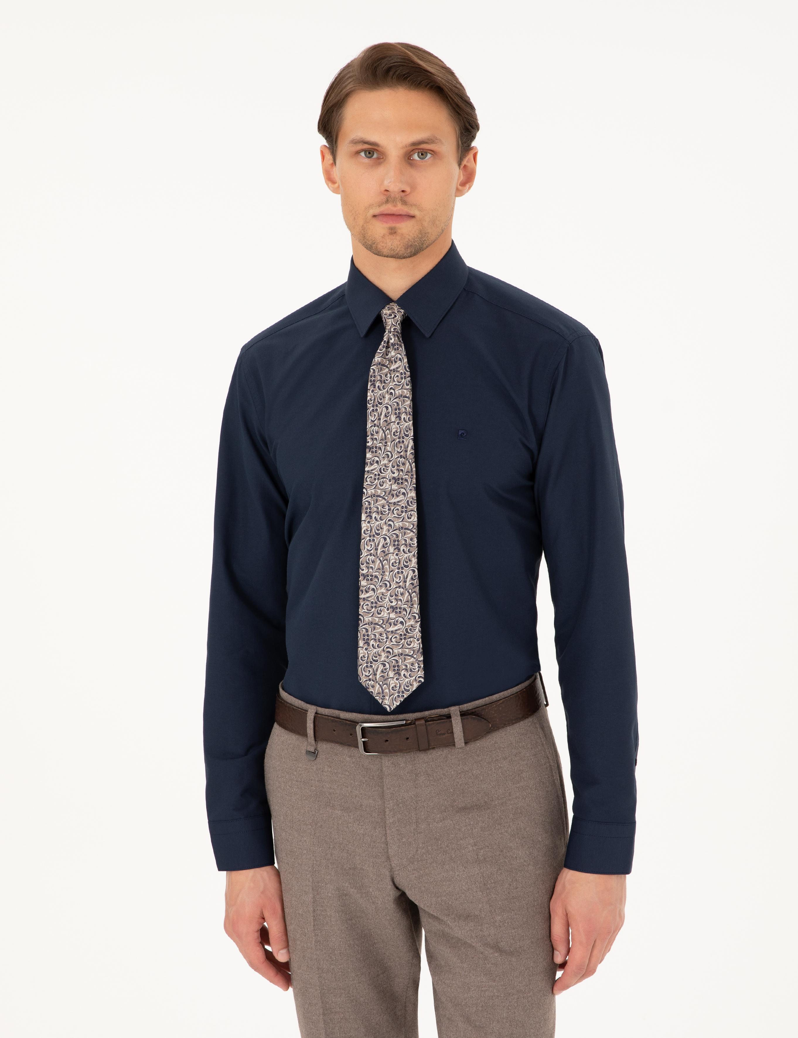 Lacivert Regular Fit Uzun Kollu Basic Gömlek