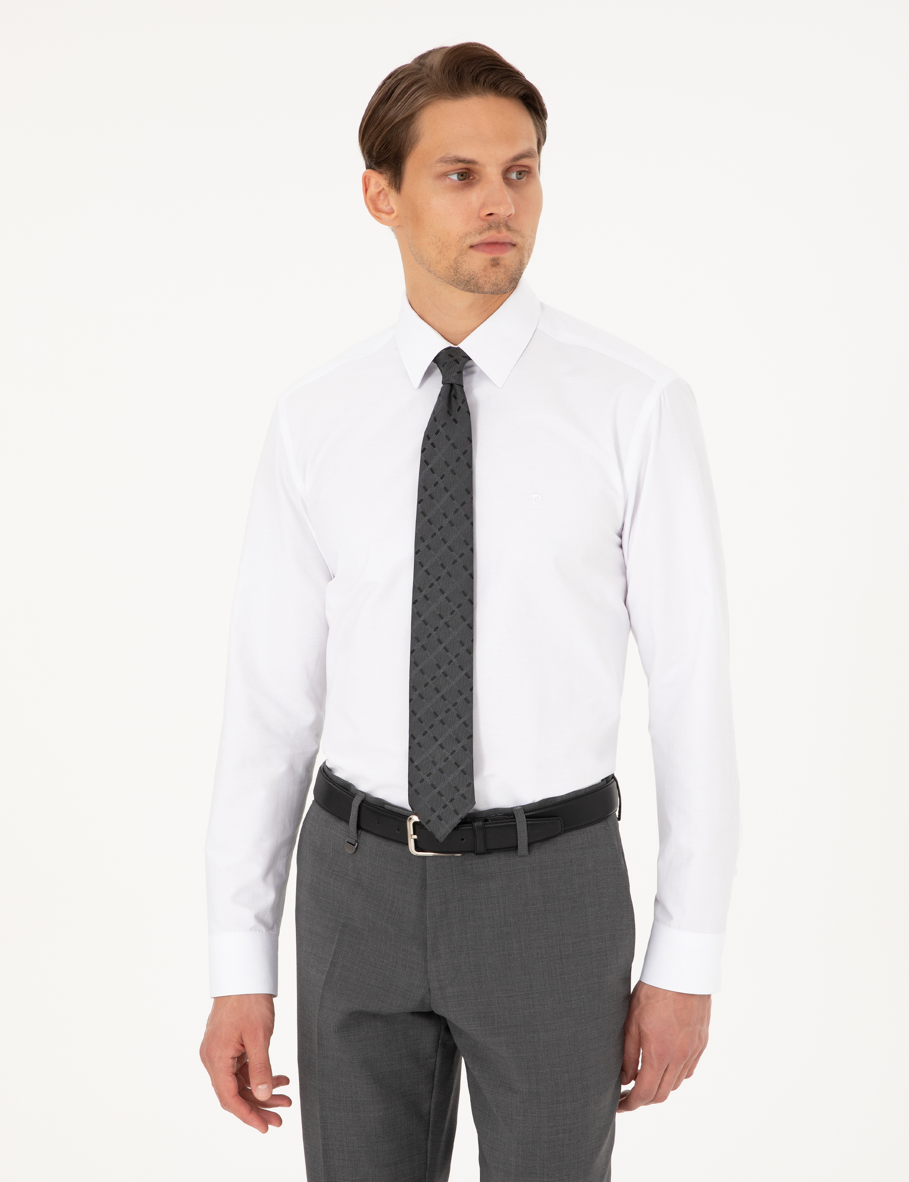 Beyaz Regular Fit Uzun Kollu Basic Gömlek - Image 1