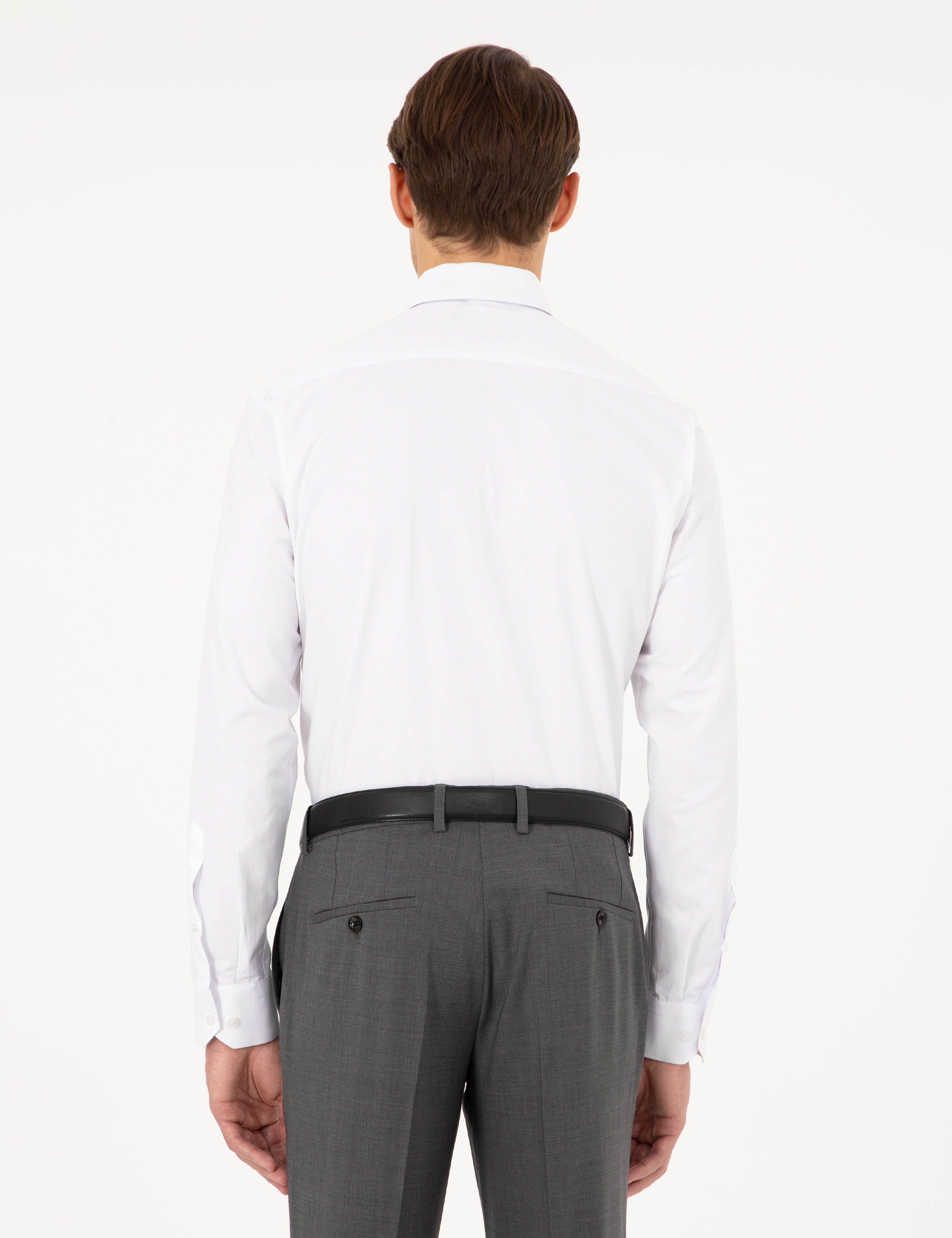 Beyaz Regular Fit Uzun Kollu Basic Gömlek - Image 5
