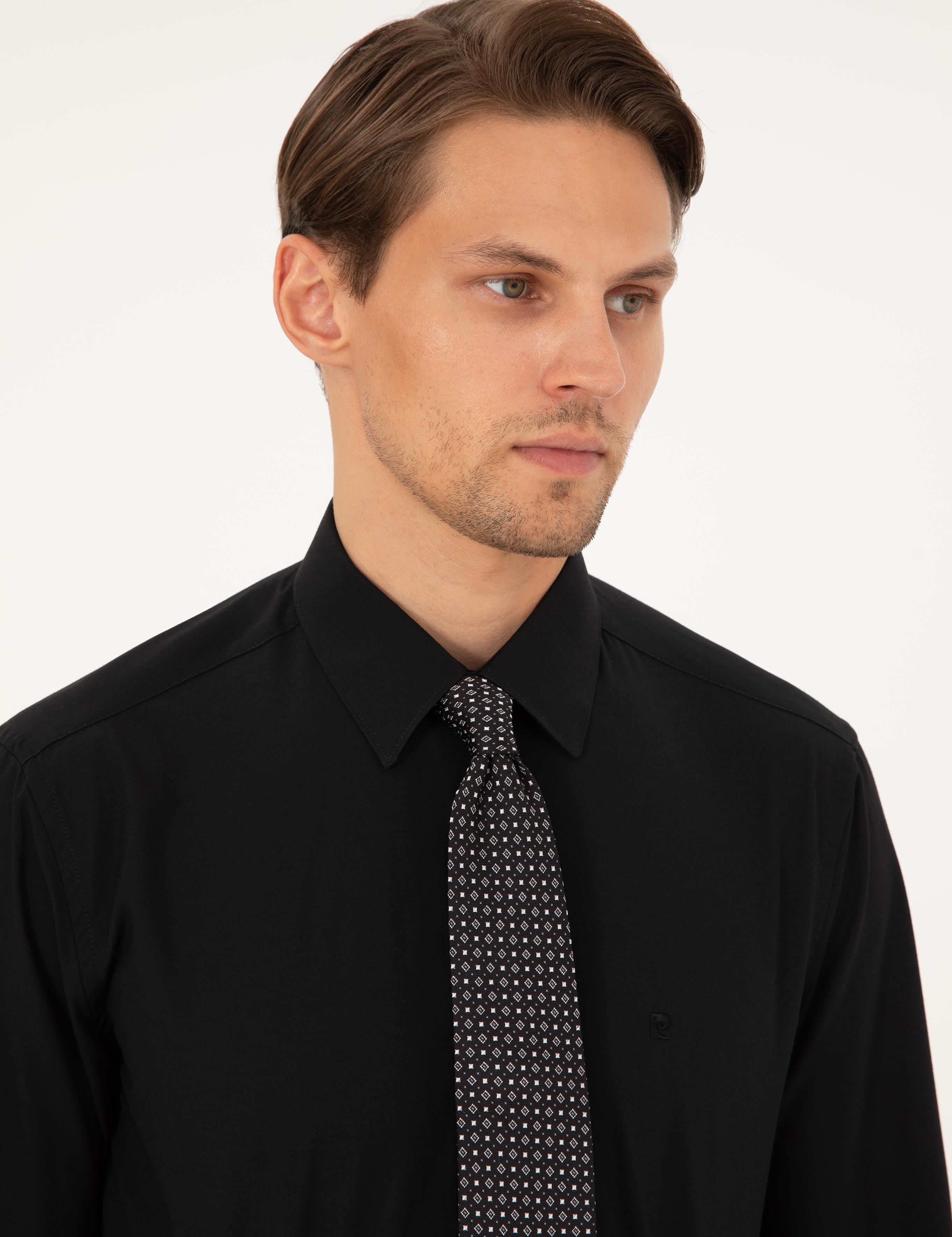 Siyah Regular Fit Uzun Kollu Basic Gömlek