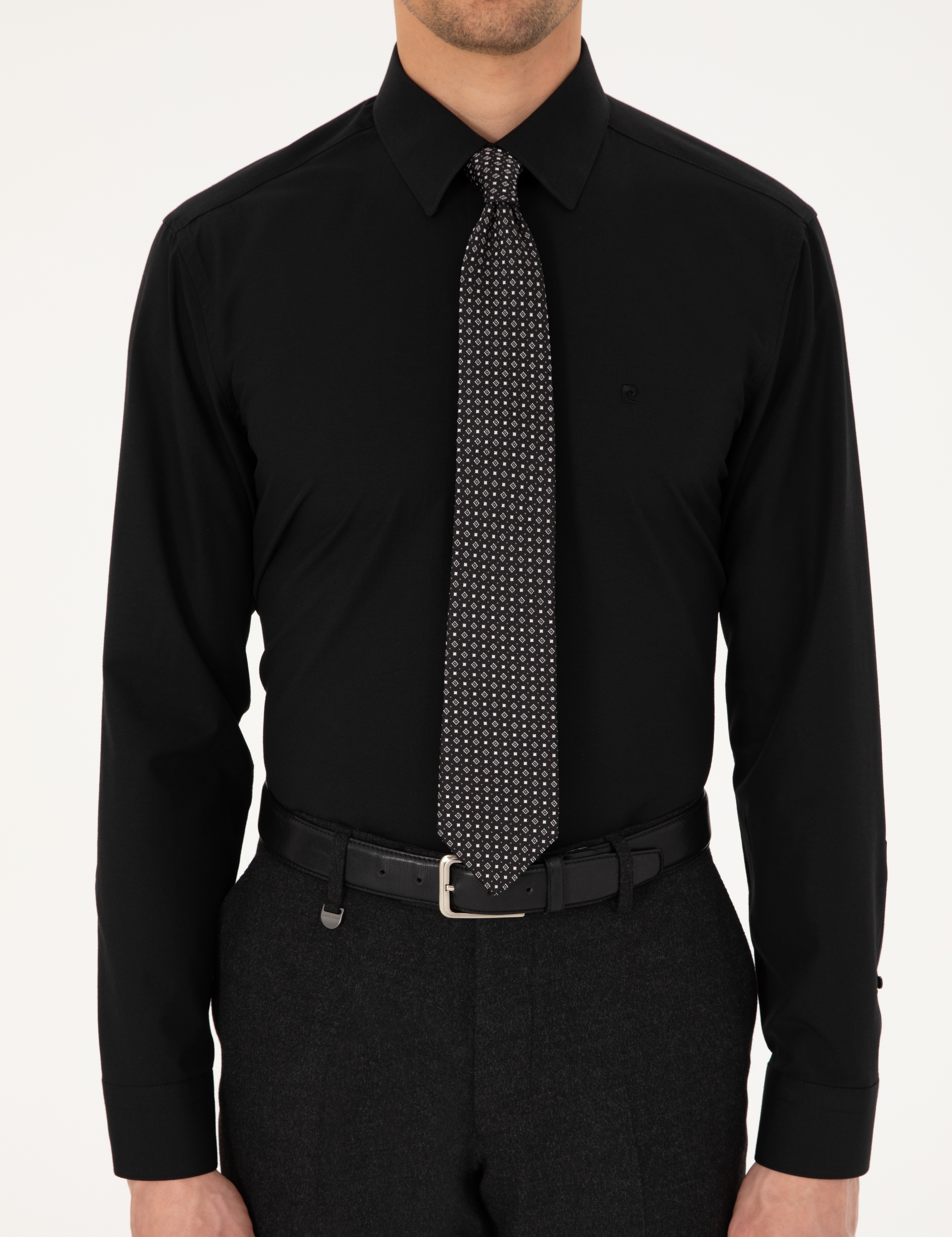 Siyah Regular Fit Uzun Kollu Basic Gömlek