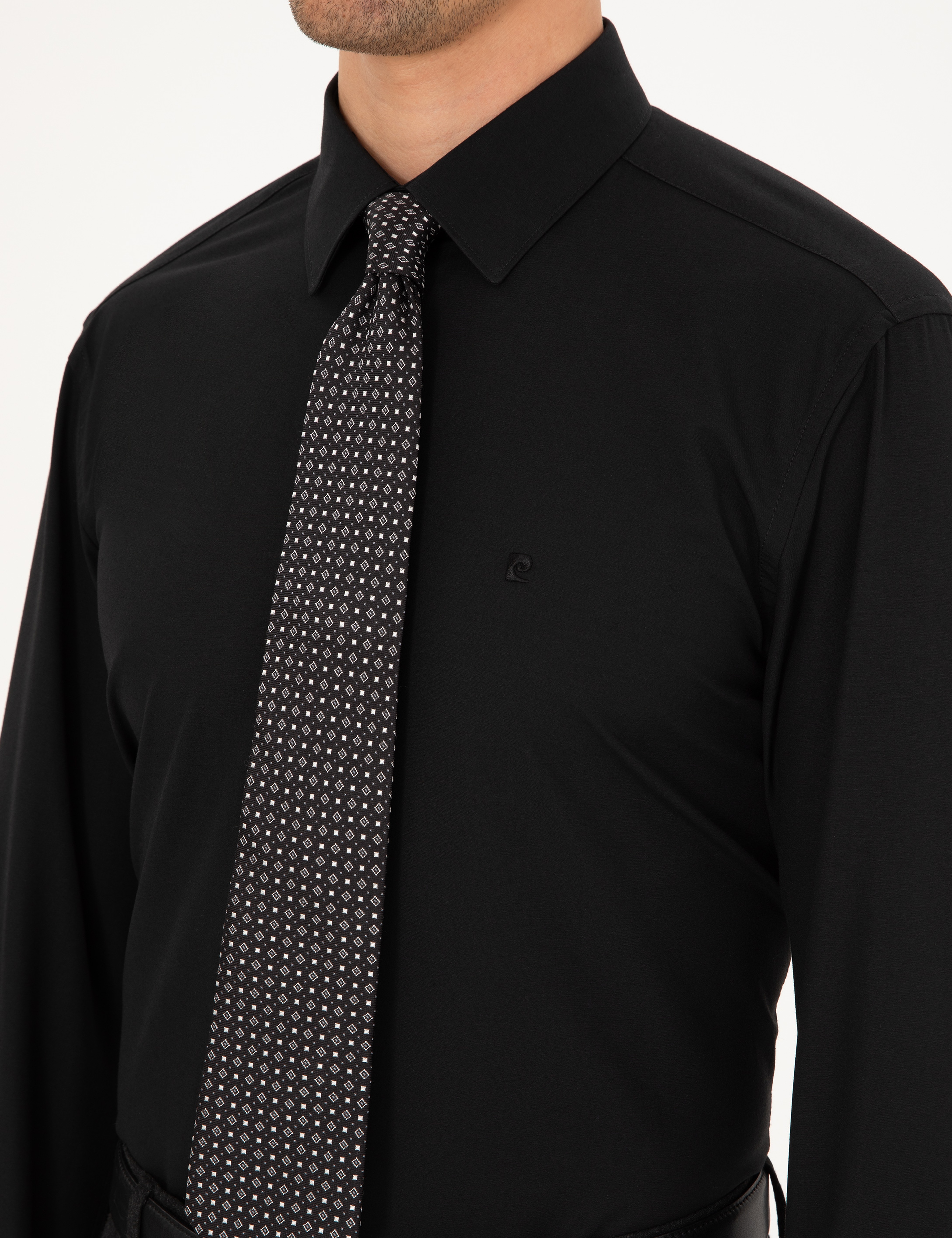 Siyah Regular Fit Uzun Kollu Basic Gömlek - Image 7