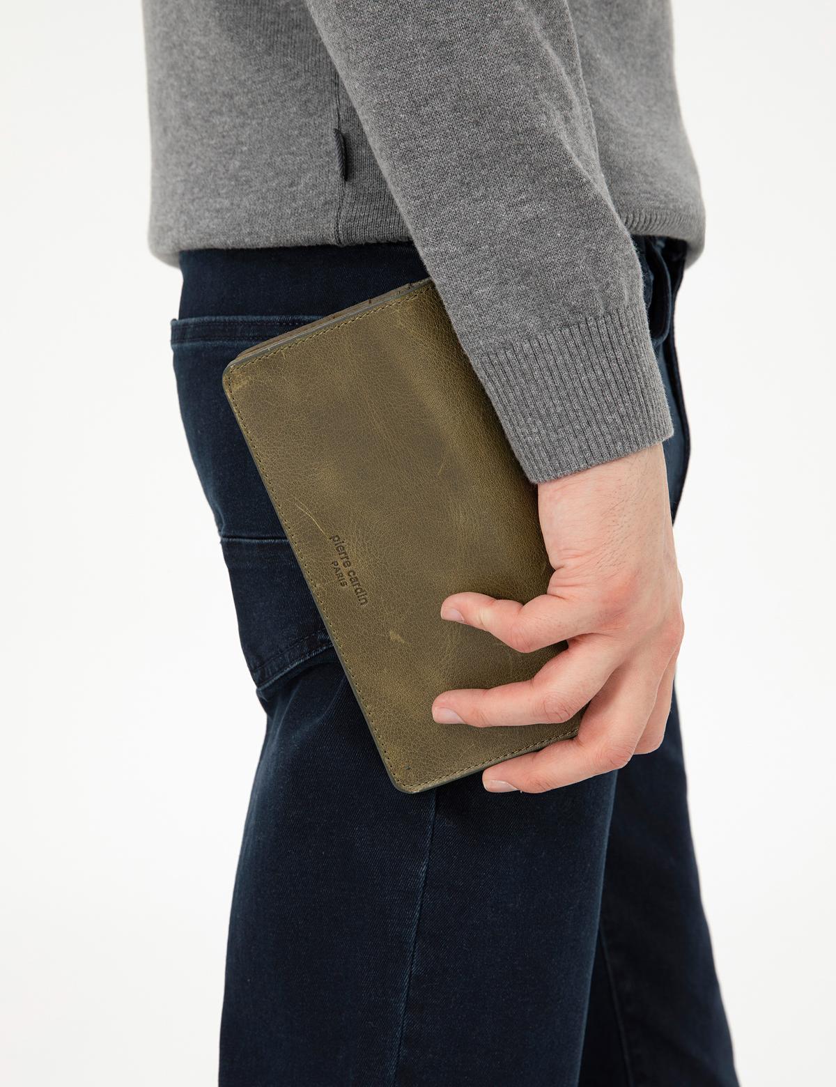 Erkek Haki Deri Cüzdan