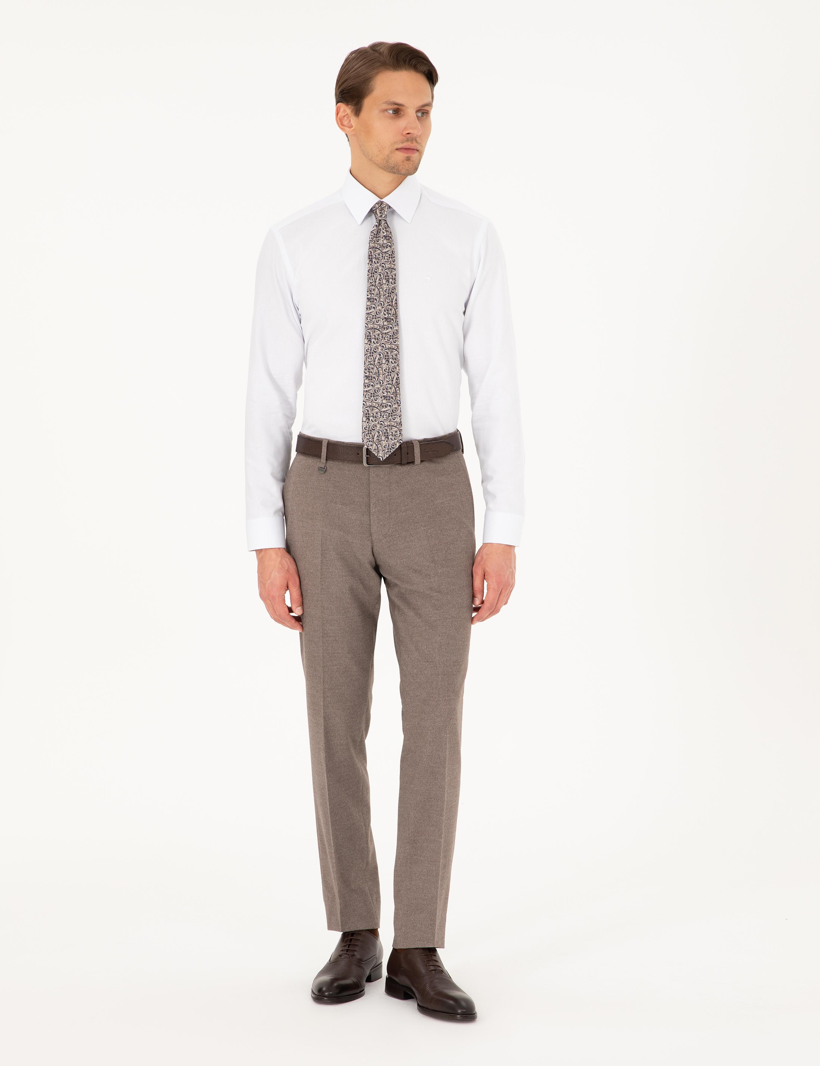 Açık Kahverengi Slim Fit Kumaş Pantolon