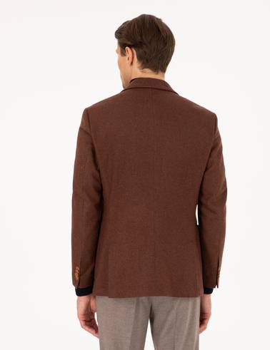 Kiremit Yün Karışımlı Ex. Slim Fit Ceket