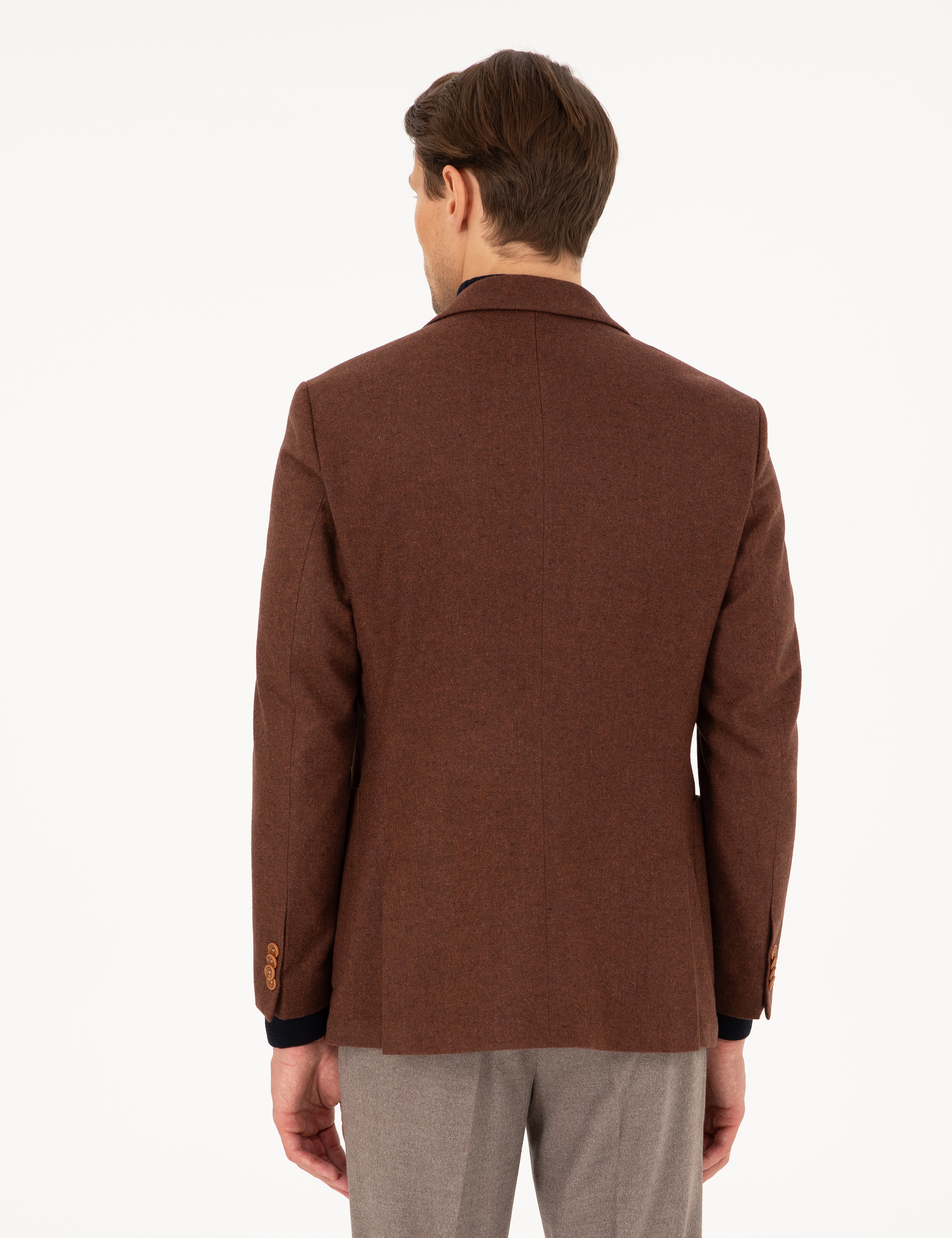 Kiremit Yün Karışımlı Ex. Slim Fit Ceket