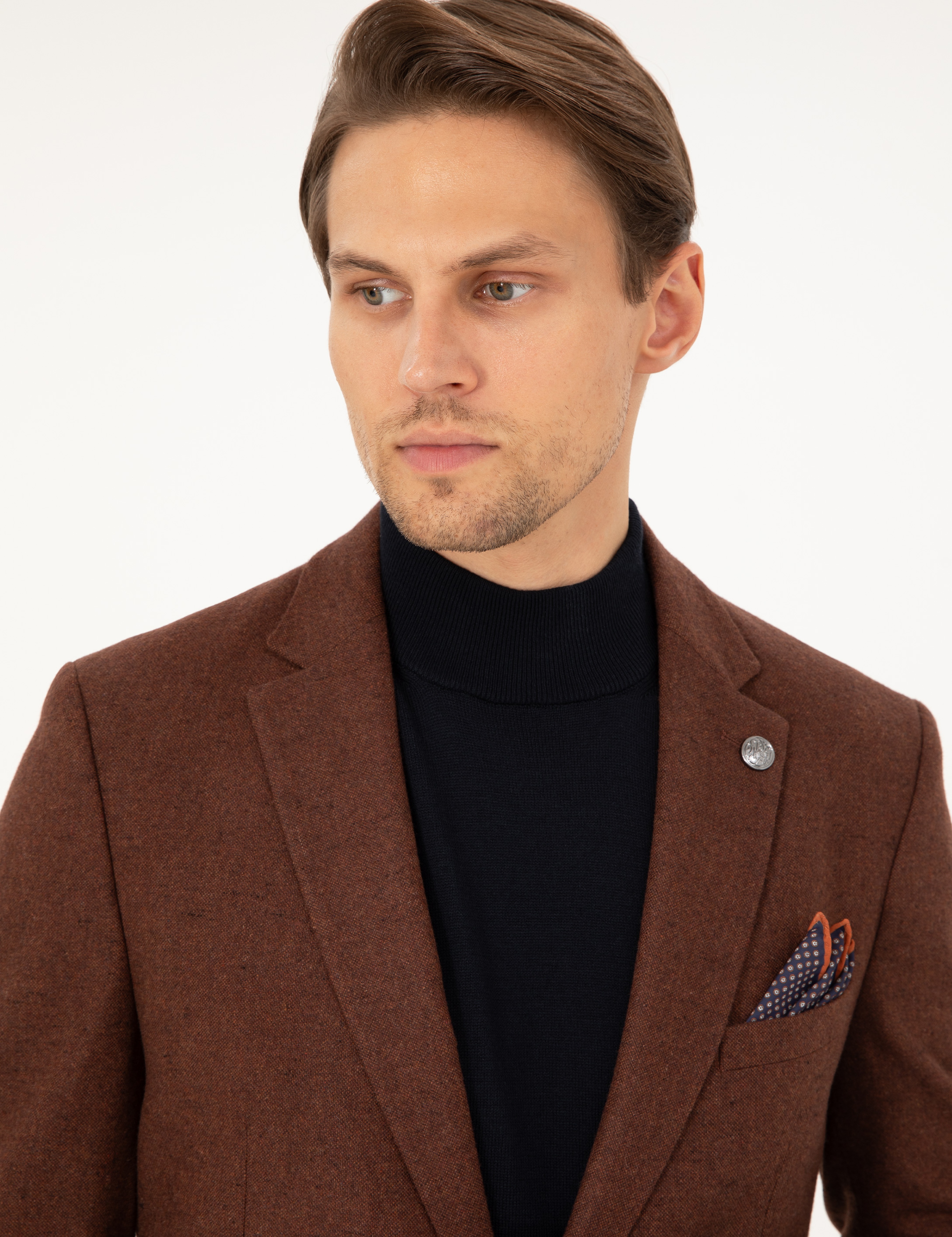 Kiremit Yün Karışımlı Ex. Slim Fit Ceket - Image 2