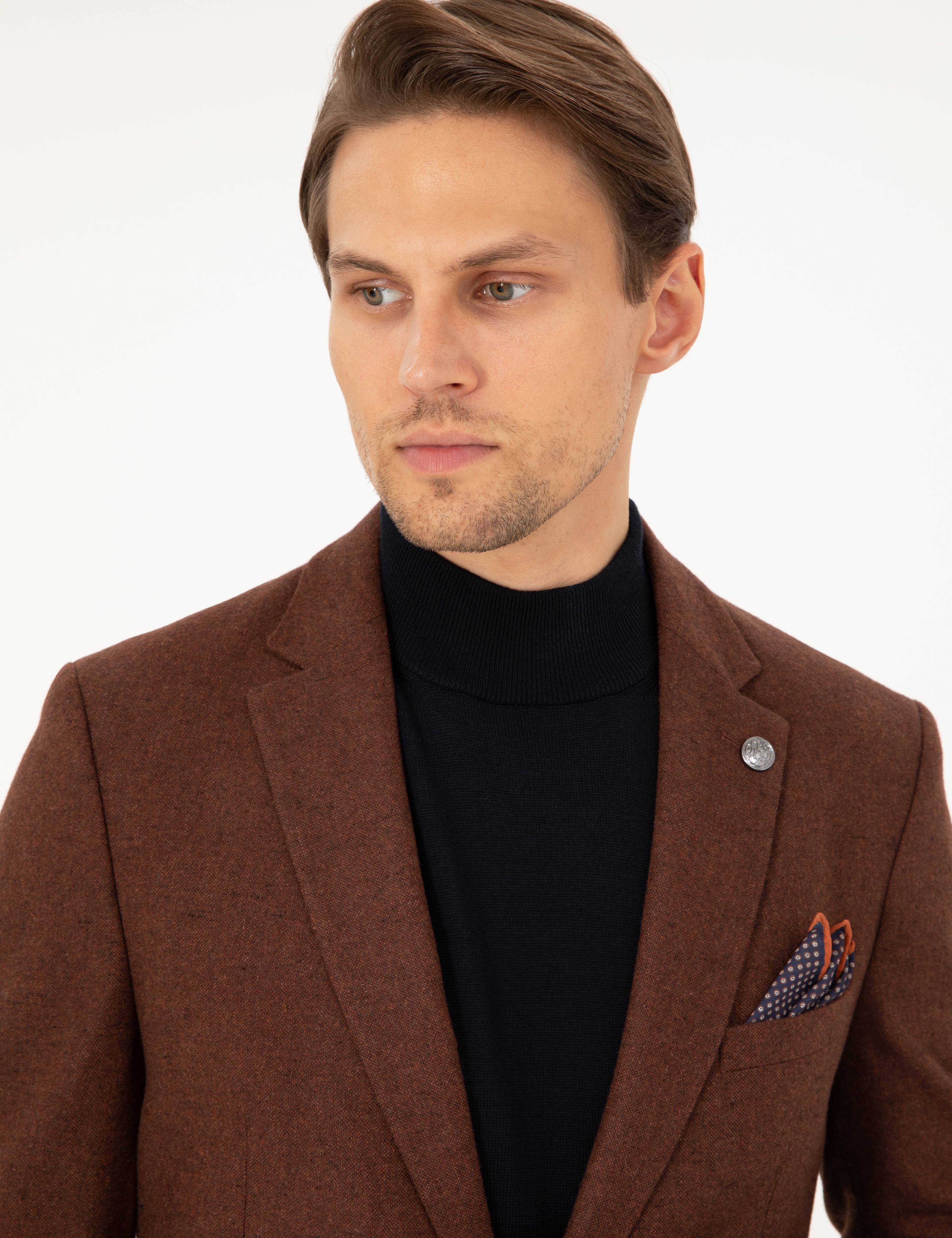 Kiremit Yün Karışımlı Ex. Slim Fit Ceket