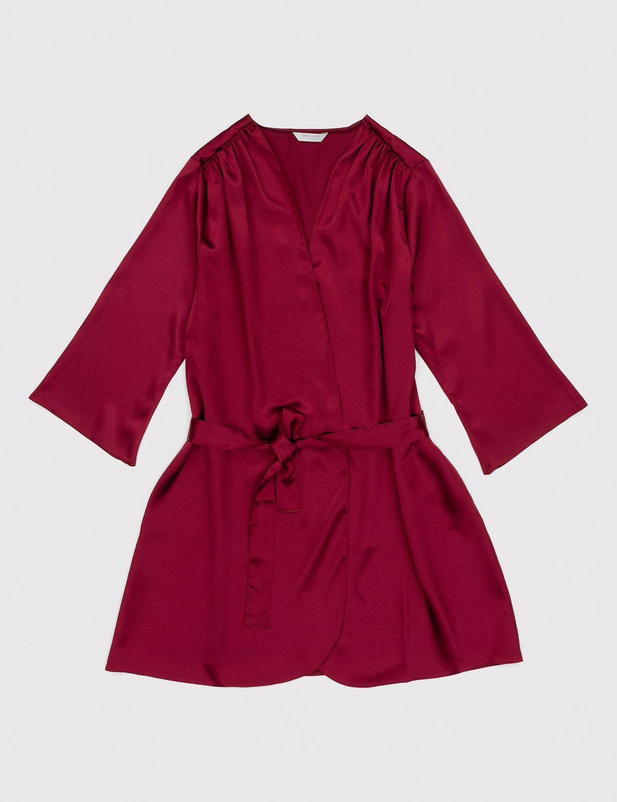 Bordo Saten 3'lü Pijama Takımı - 50304006011