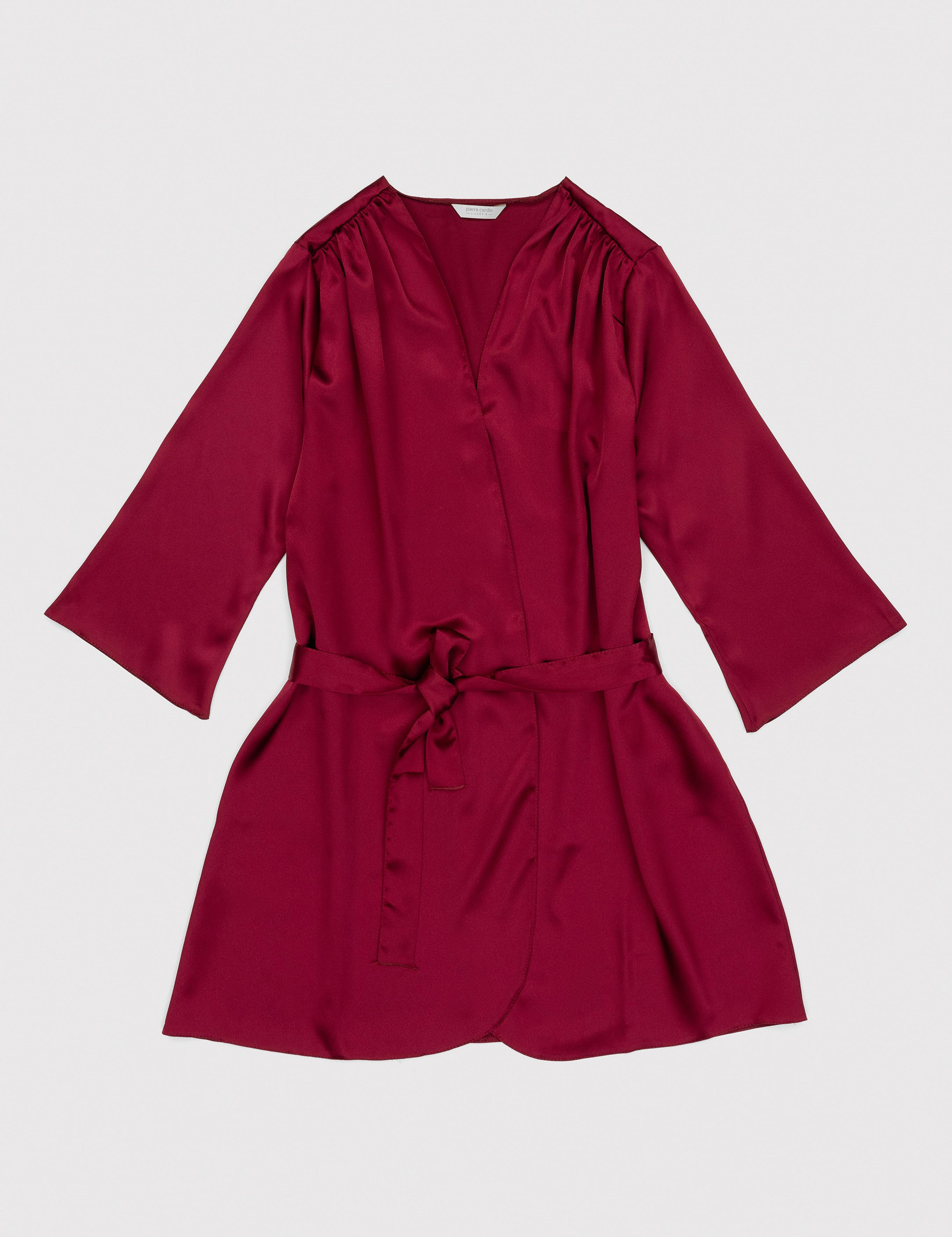 Bordo Saten 3'lü Pijama Takımı