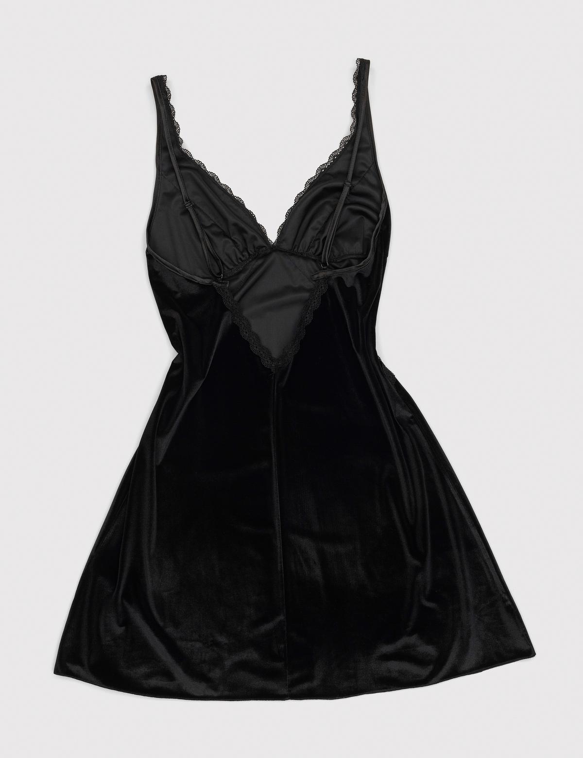 Siyah Kadife Gecelik - 50303902004