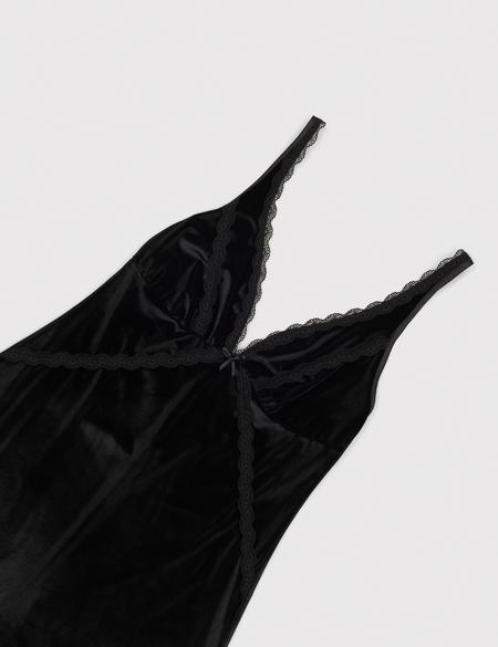 Siyah Kadife Gecelik - 50303902004