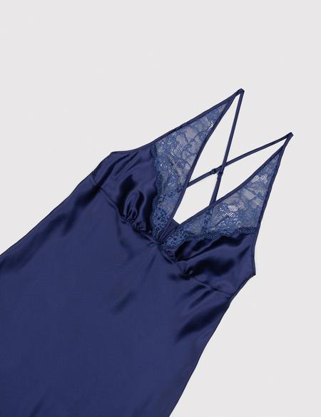 Lacivert Saten Gecelik - 50303901003