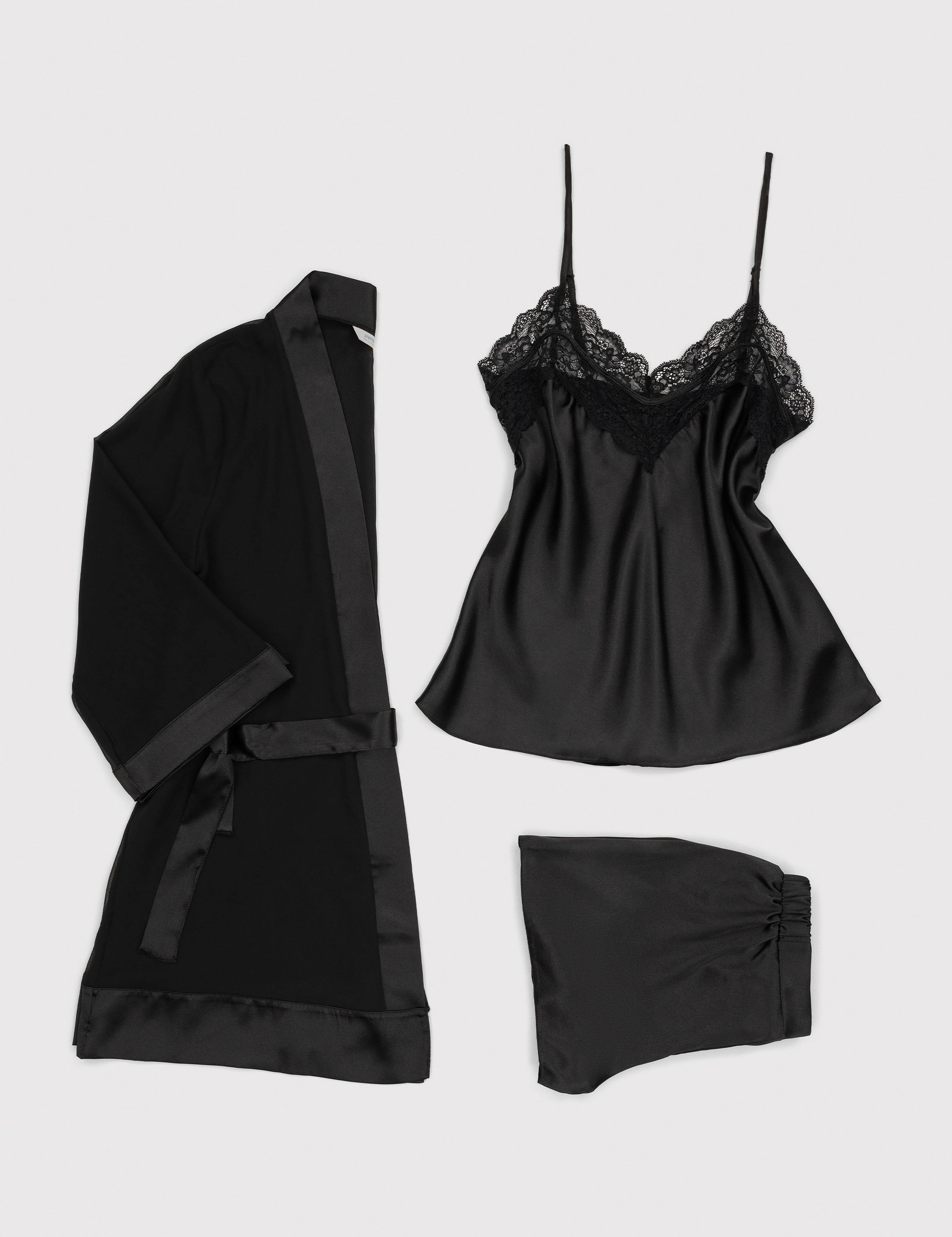 Siyah 3'lü Şort Takım