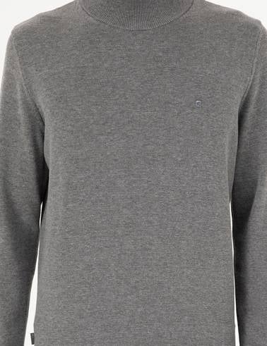 Gri Melanj Slim Fit Yarım Balıkçı Yaka Basic Triko Kazak