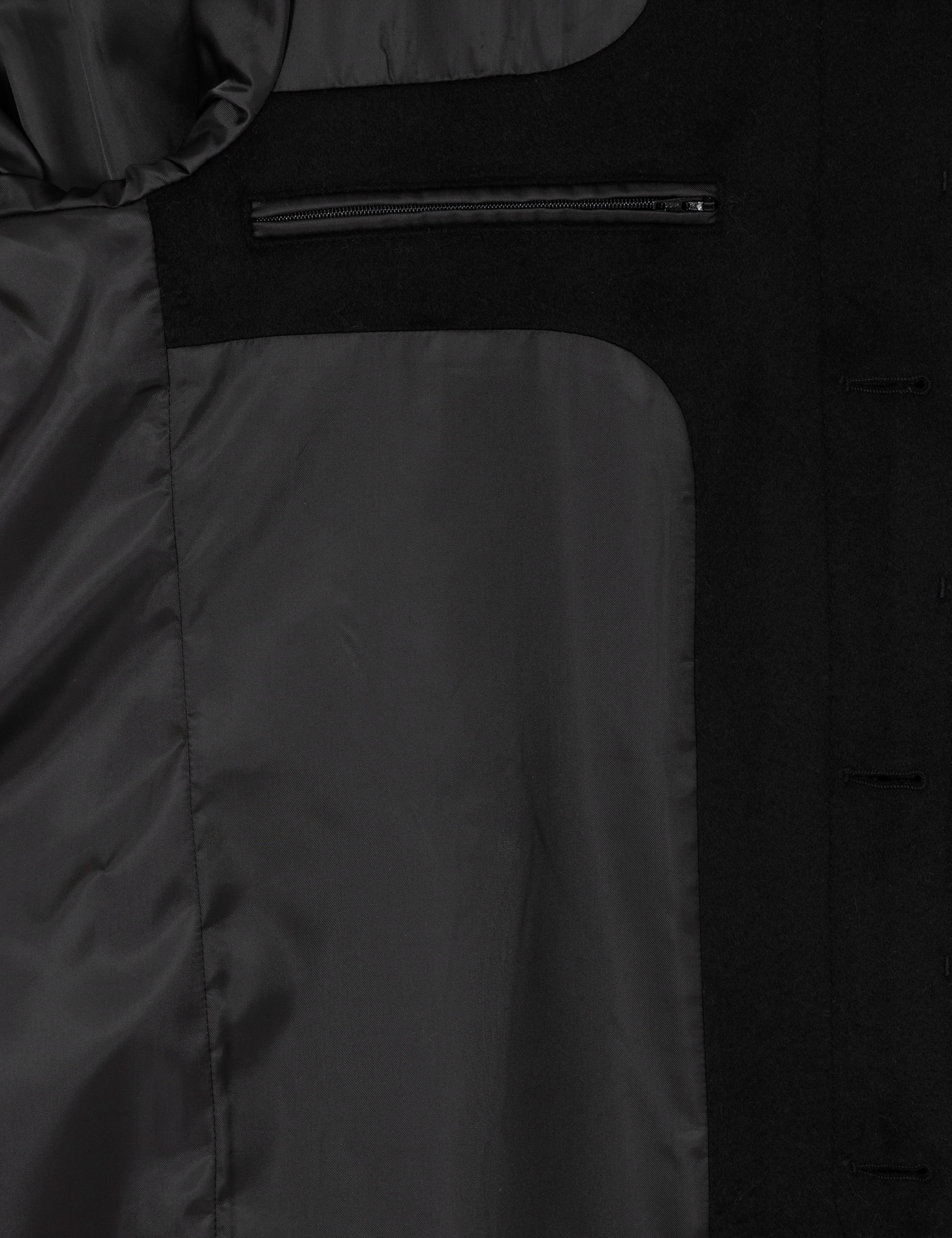 Siyah Slim Fit Kaşe Kaban