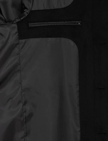 Siyah Slim Fit Kaşe Kaban