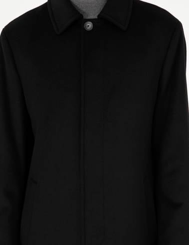Siyah Slim Fit Kaşe Kaban