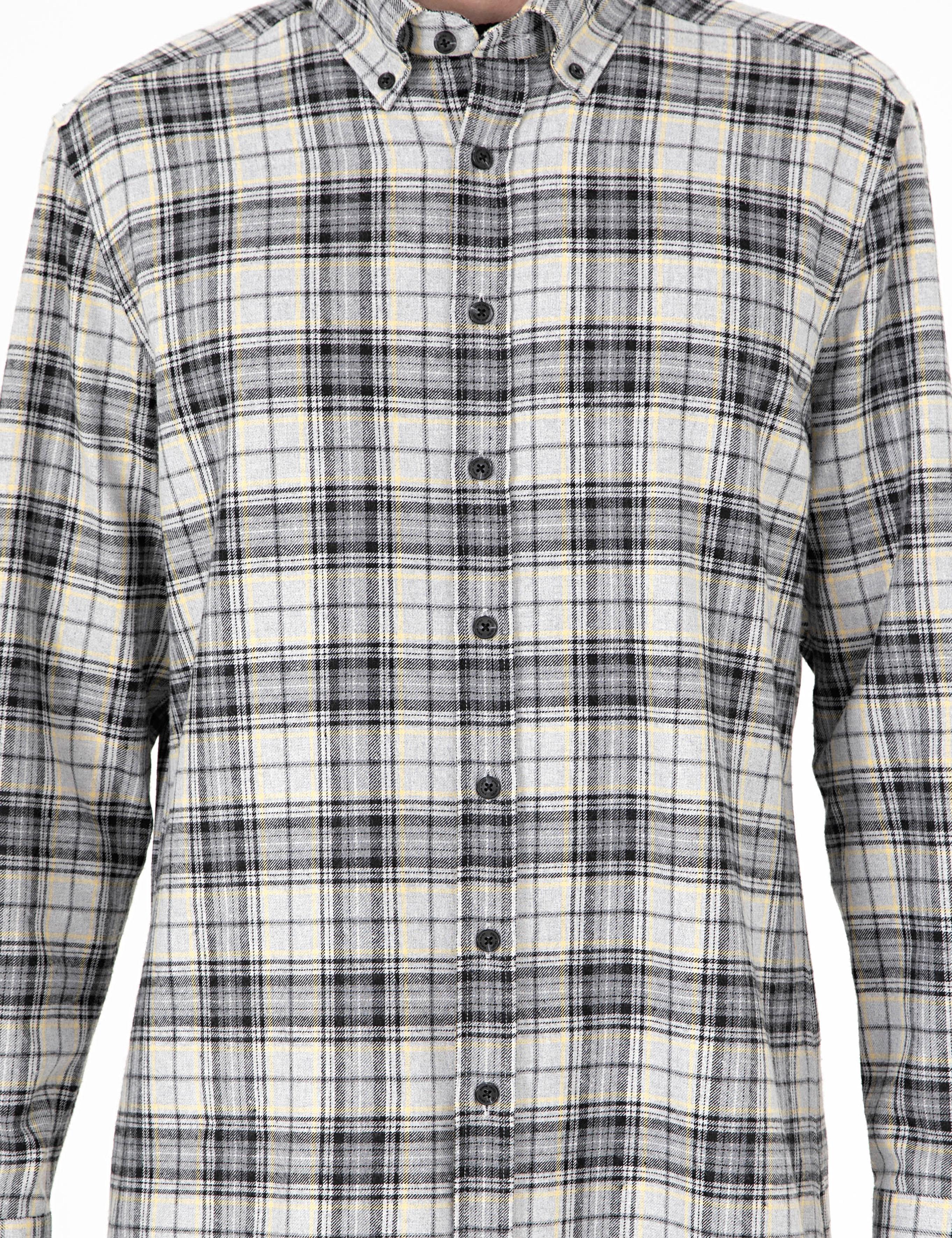 Gri Ekose Regular Fit Uzun Kollu Gömlek