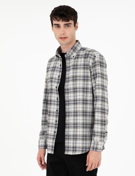 Gri Ekose Regular Fit Uzun Kollu Gömlek - 50292888003
