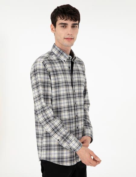 Gri Ekose Regular Fit Uzun Kollu Gömlek - 50292888003