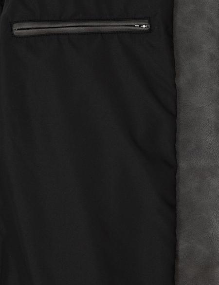 Lacivert Gömlek Yaka Suni Deri Ceket - 50300561009