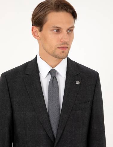 Antrasit Slim Fit Yün Takım Elbise