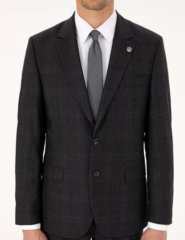 Antrasit Slim Fit Yün Takım Elbise