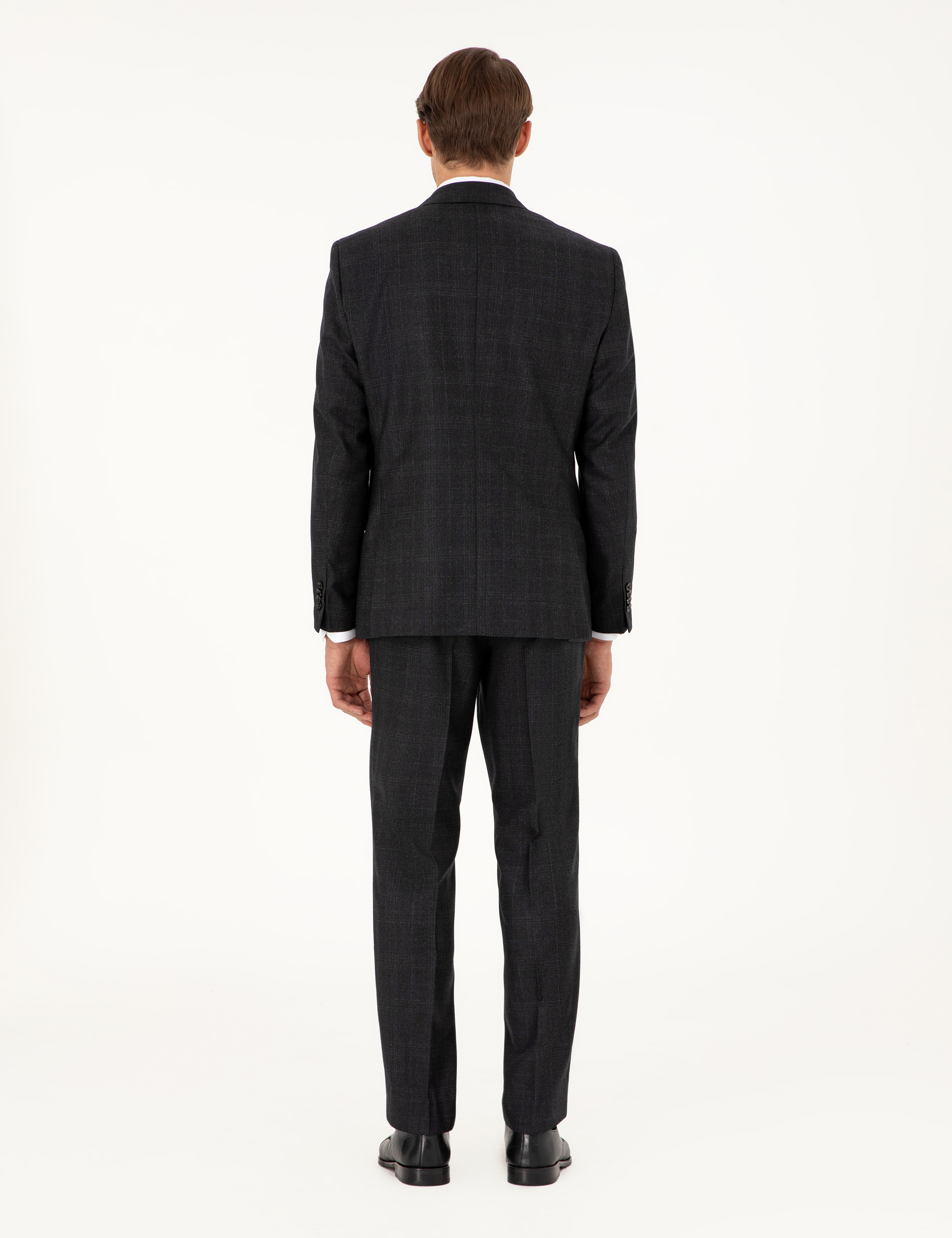Antrasit Slim Fit Yün Takım Elbise