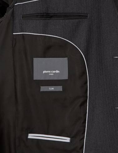 Antrasit Slim Fit Çizgili Yün Takım Elbise