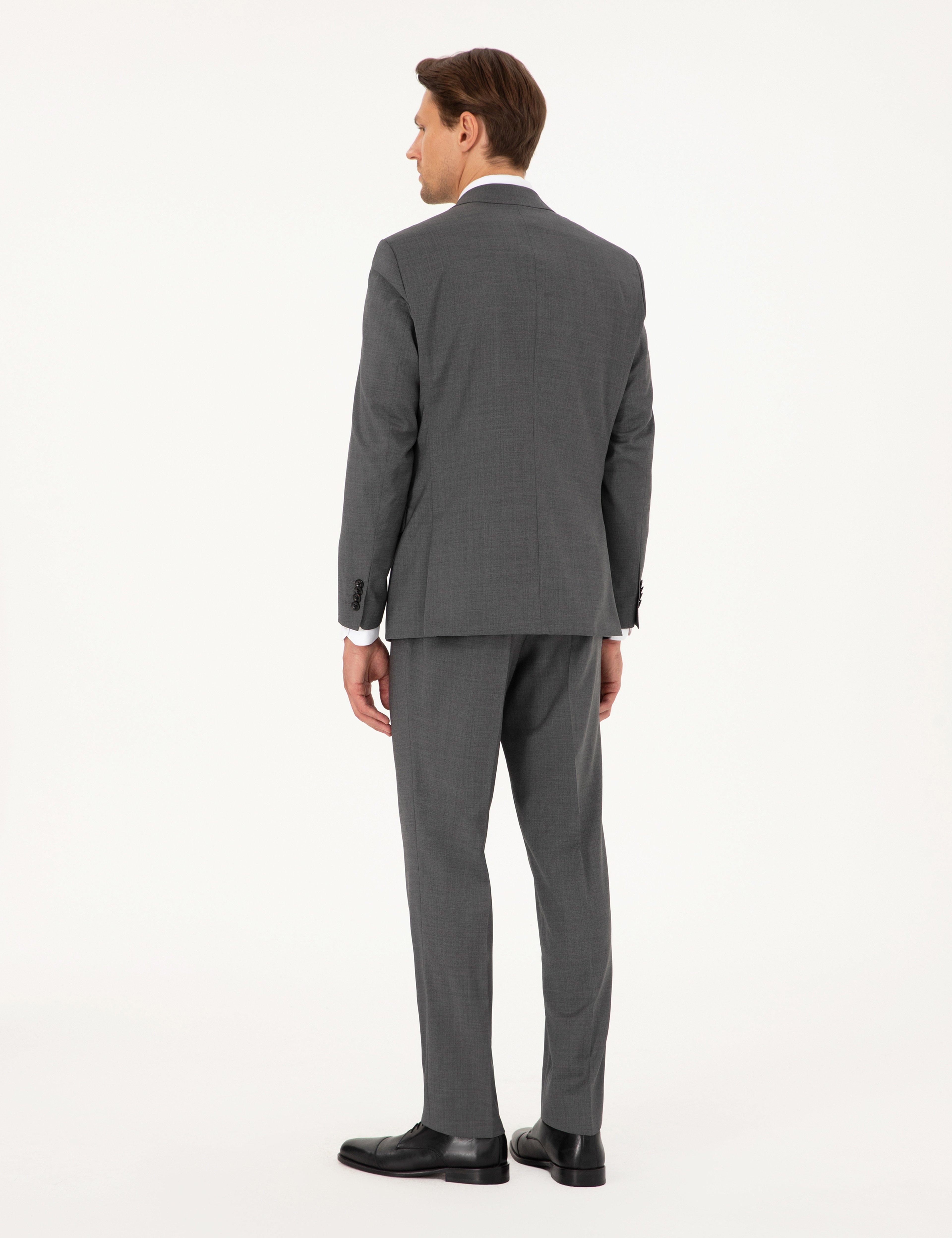 Füme Slim Fit Yün Takım Elbise