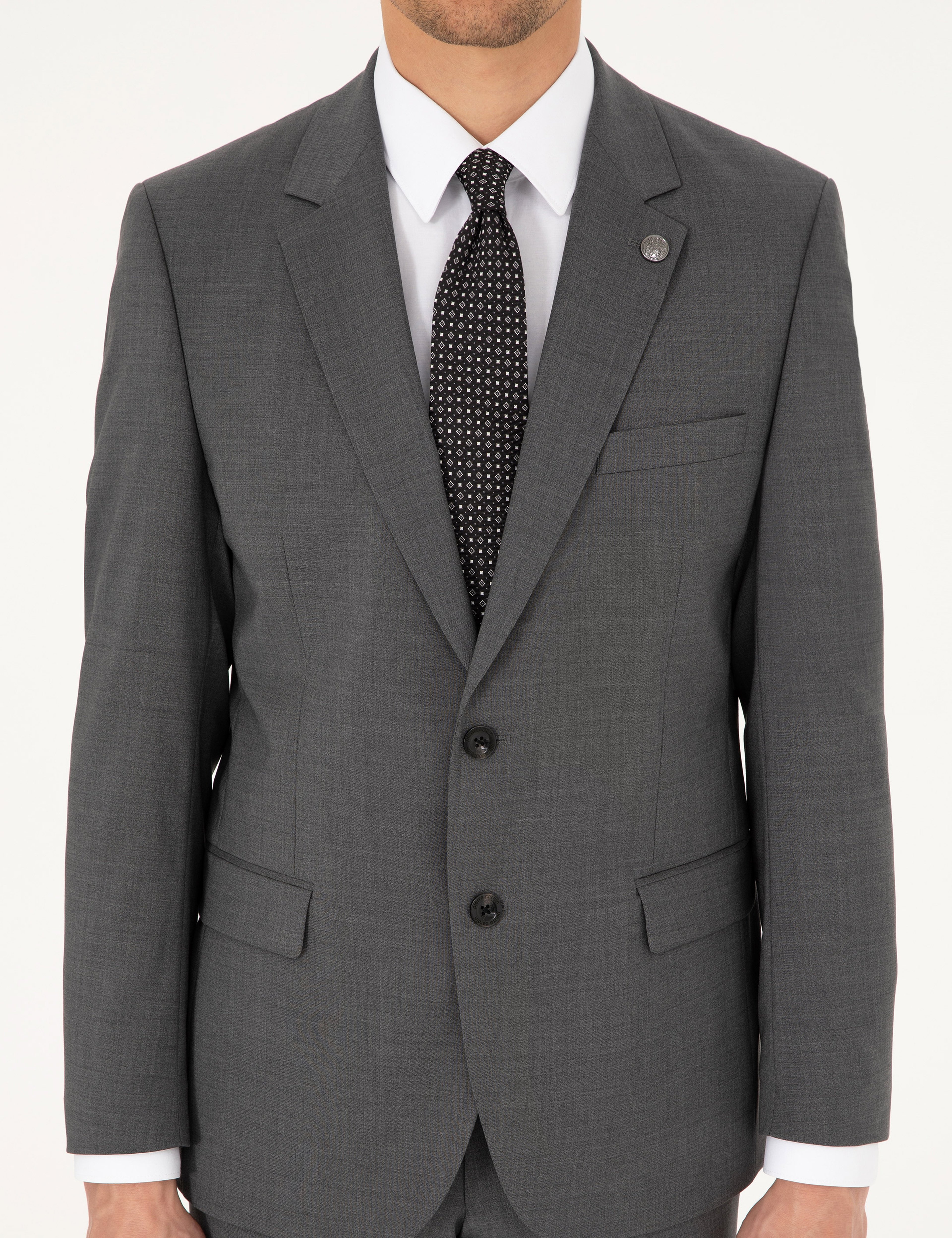 Füme Slim Fit Yün Takım Elbise