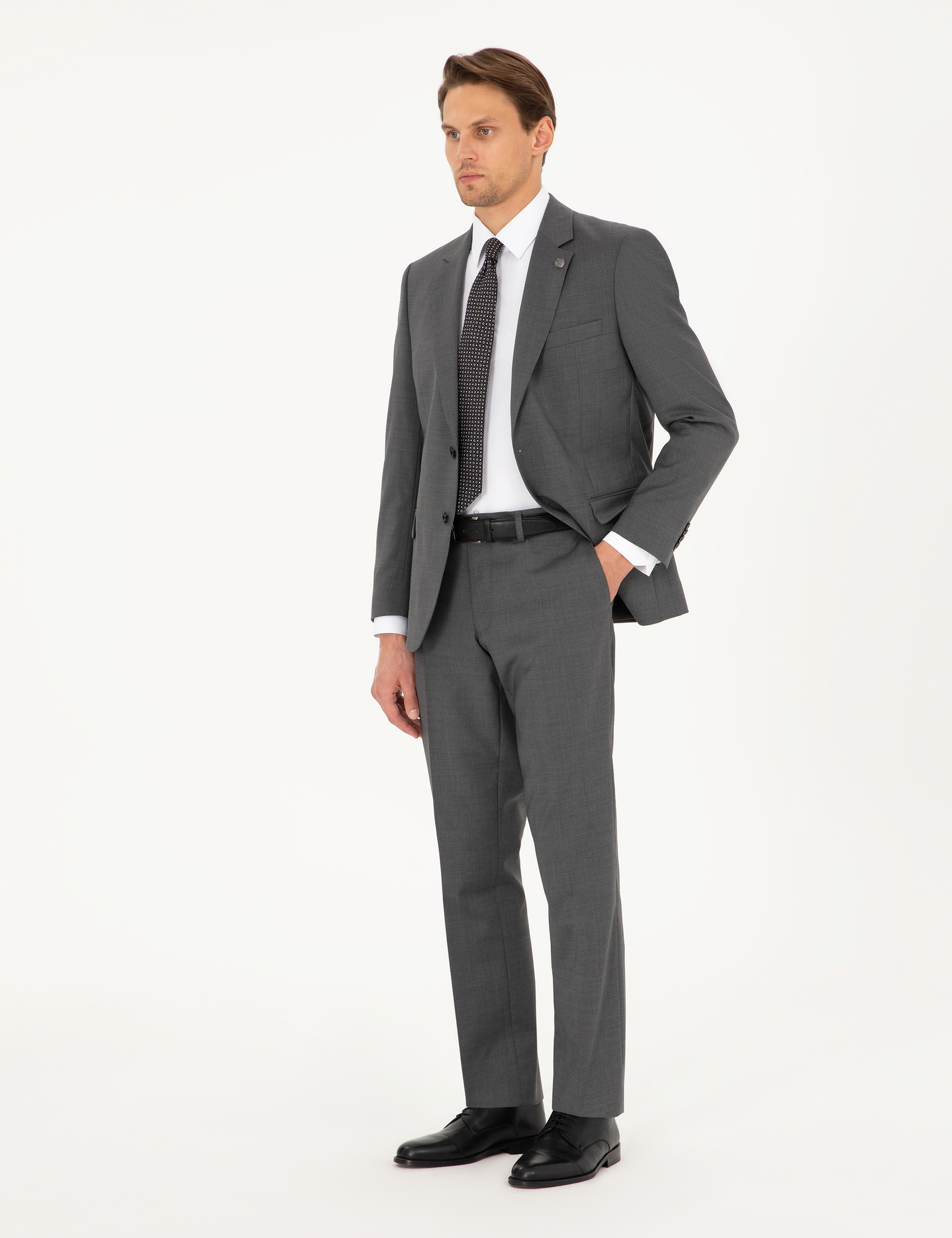 Füme Slim Fit Yün Takım Elbise - Image 4