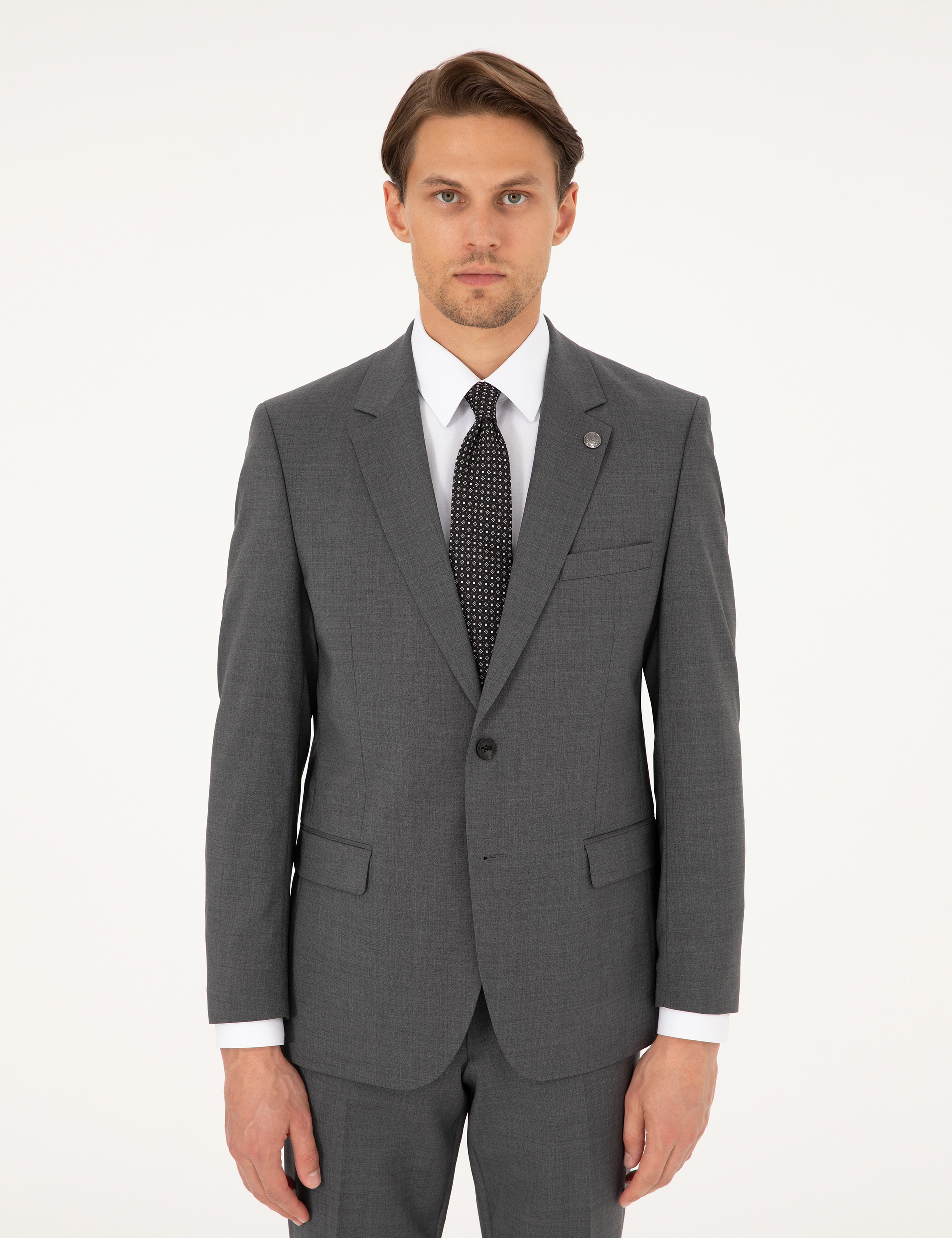Füme Slim Fit Yün Takım Elbise - Image 3