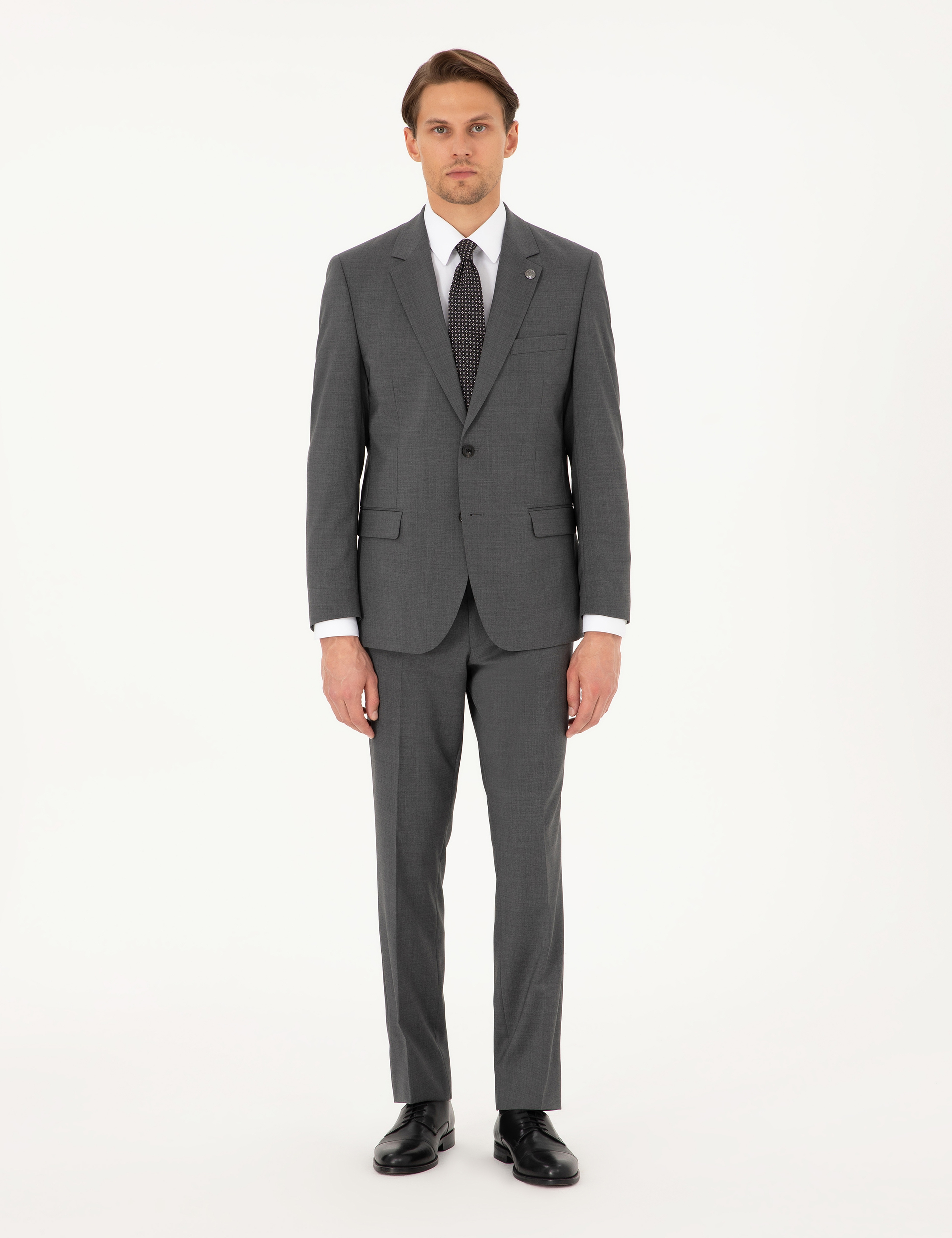 Füme Slim Fit Yün Takım Elbise - Image 1