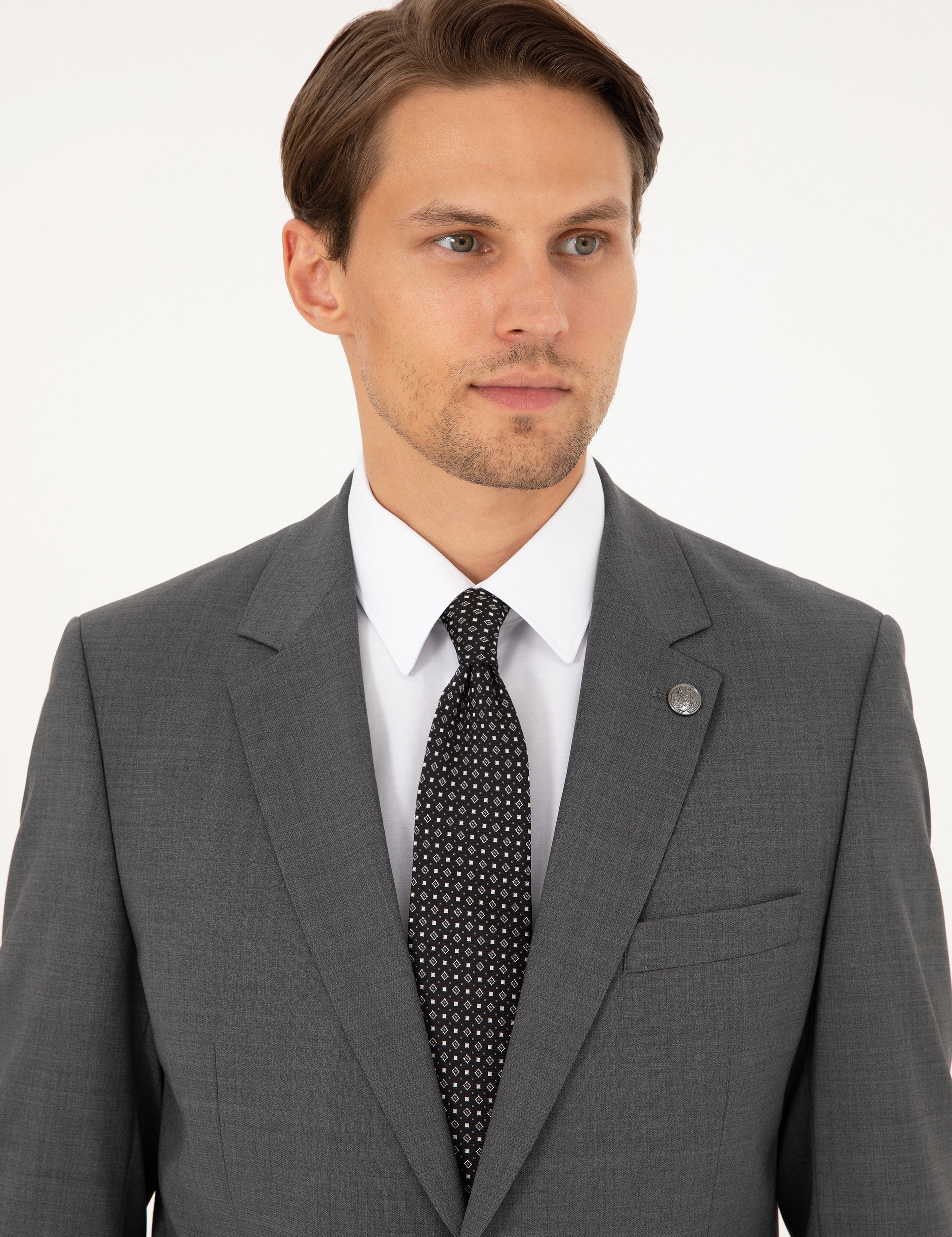 Füme Slim Fit Yün Takım Elbise