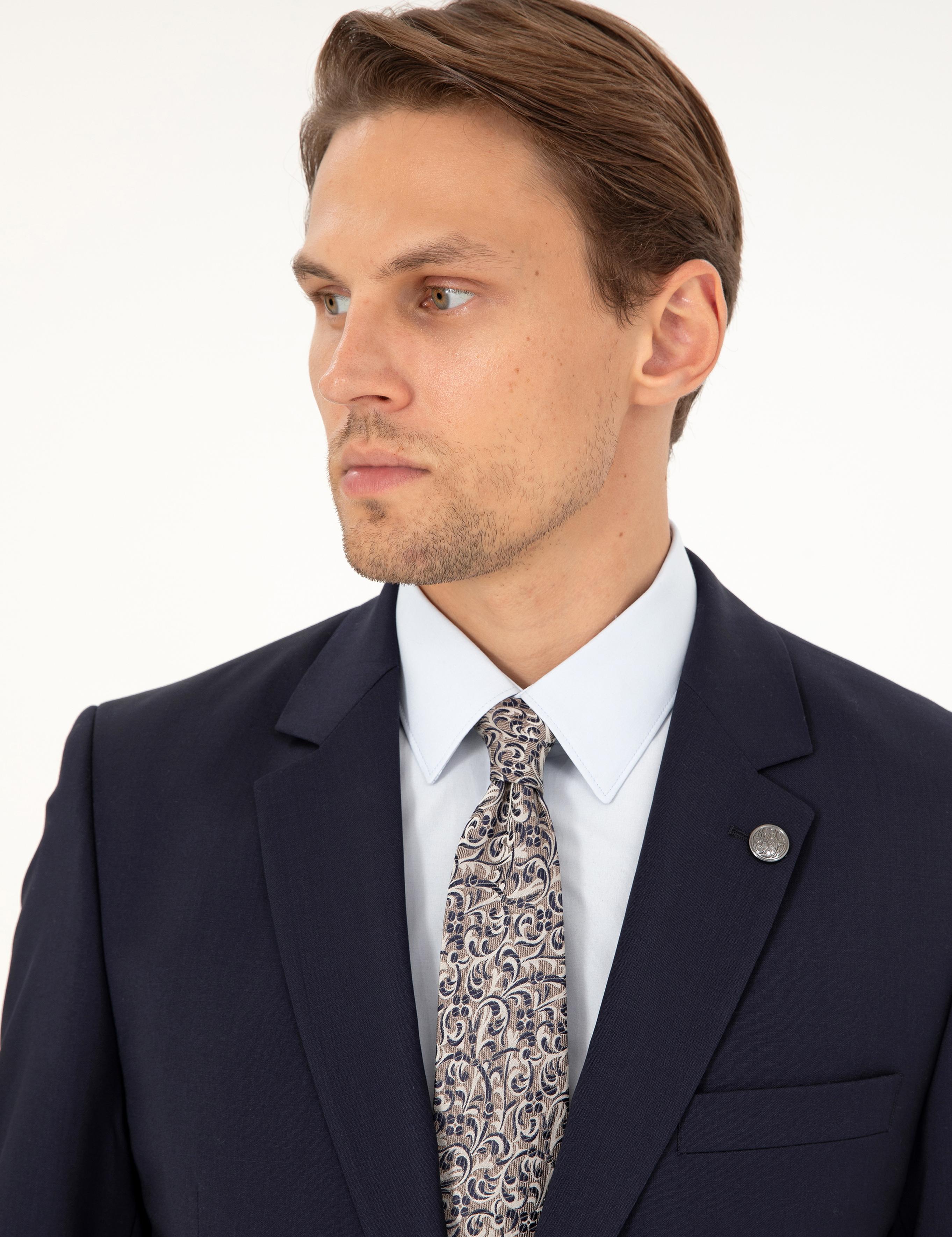 Lacivert Slim Fit %100 Yün Takım Elbise