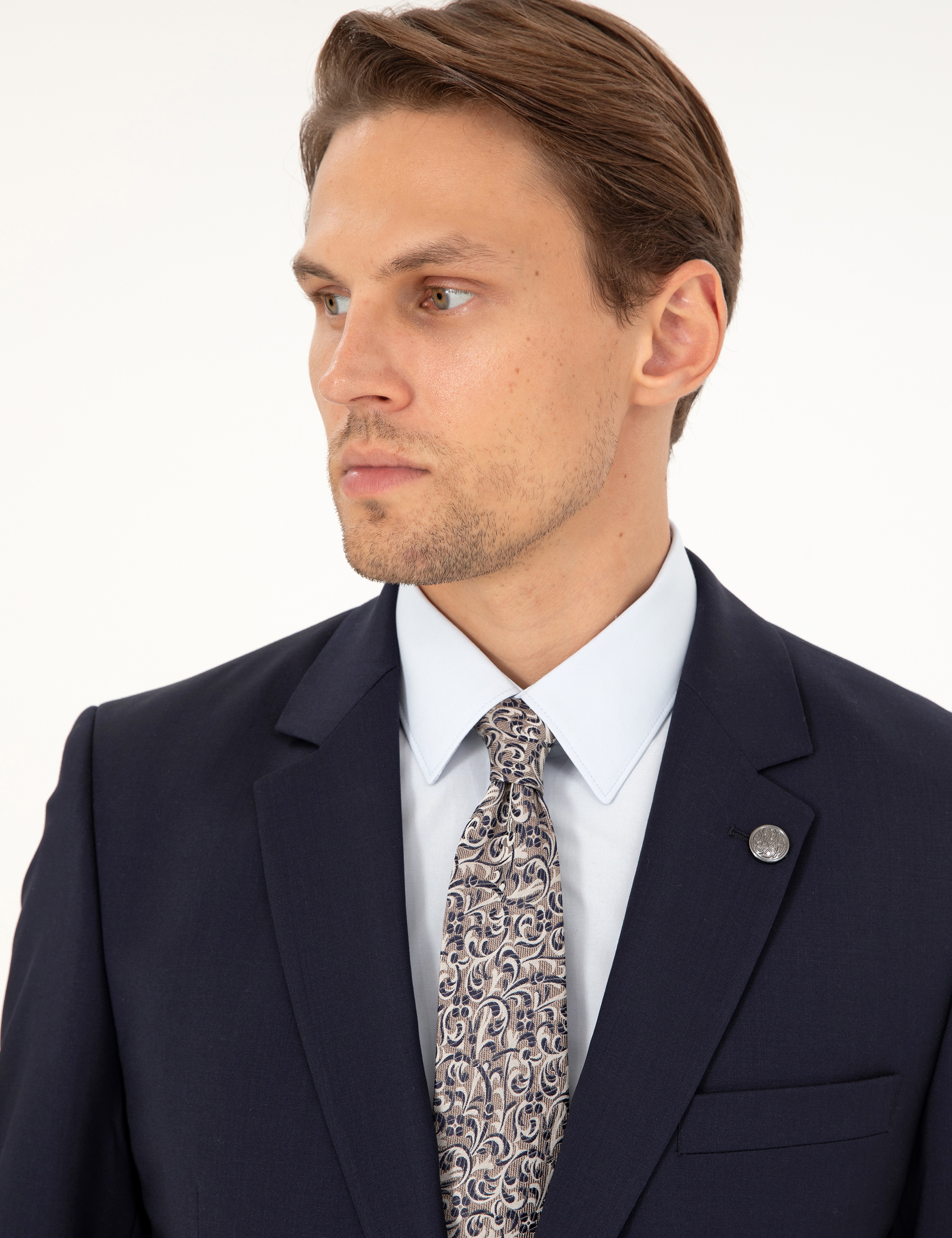 Lacivert Slim Fit %100 Yün Takım Elbise - Image 2