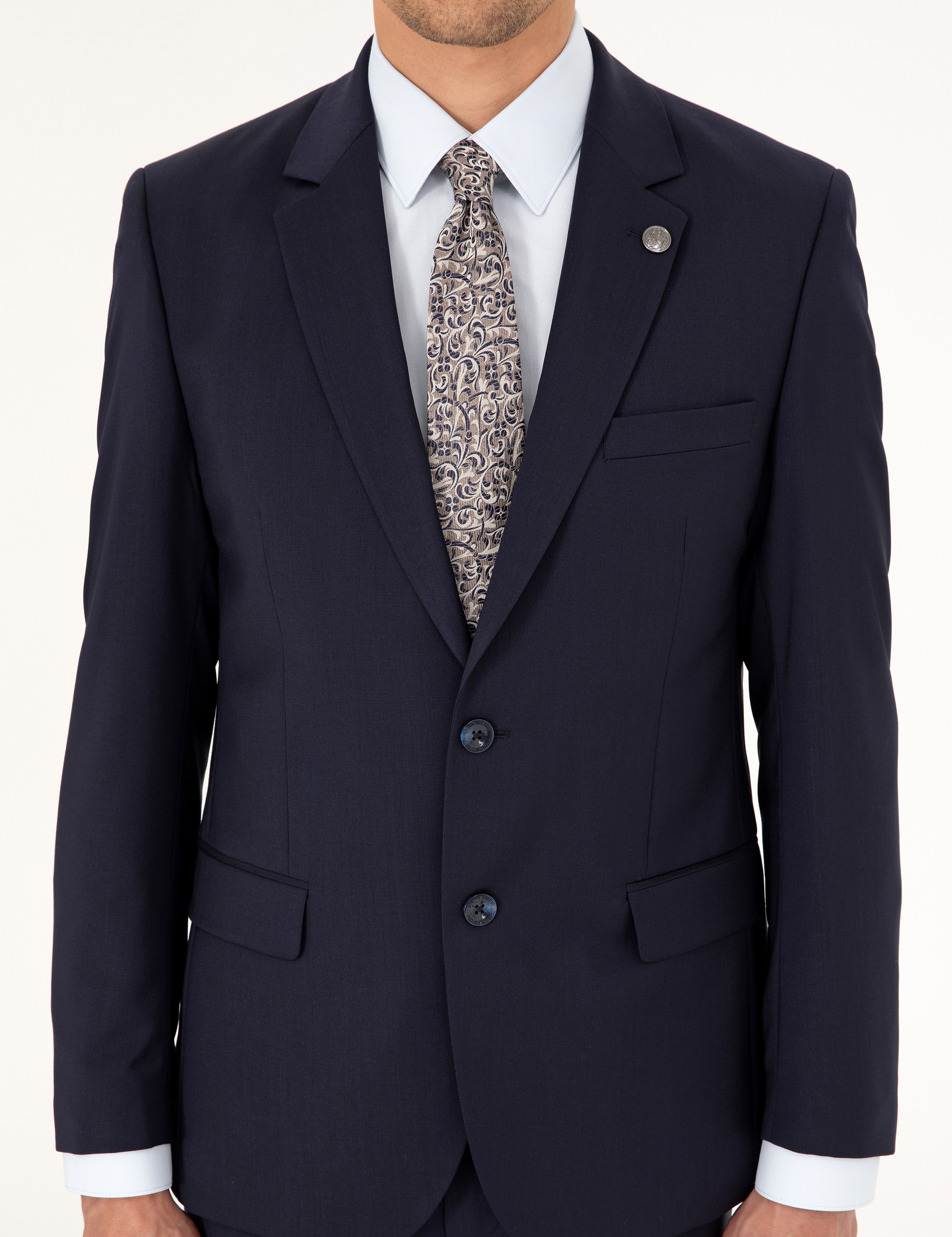 Lacivert Slim Fit %100 Yün Takım Elbise - Image 7