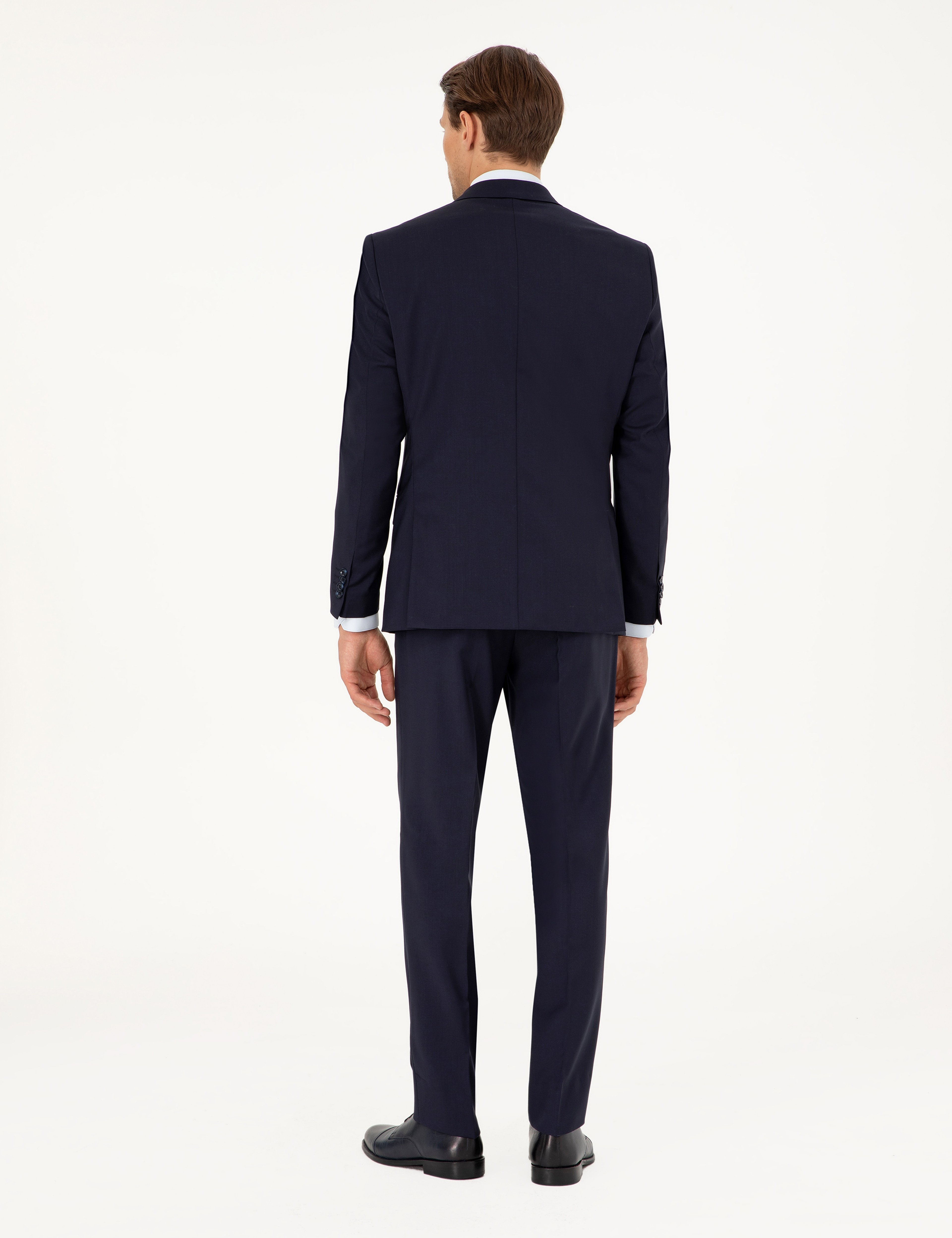 Lacivert Slim Fit %100 Yün Takım Elbise - Image 5