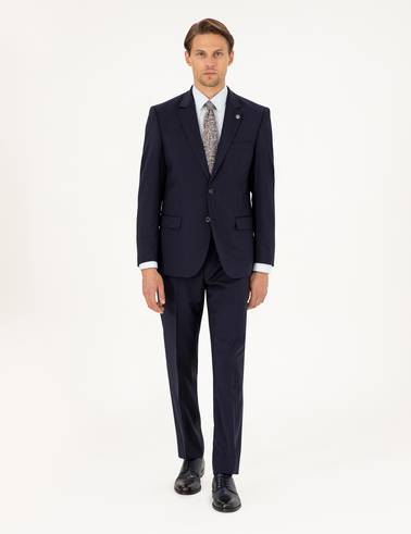 Lacivert Slim Fit %100 Yün Takım Elbise
