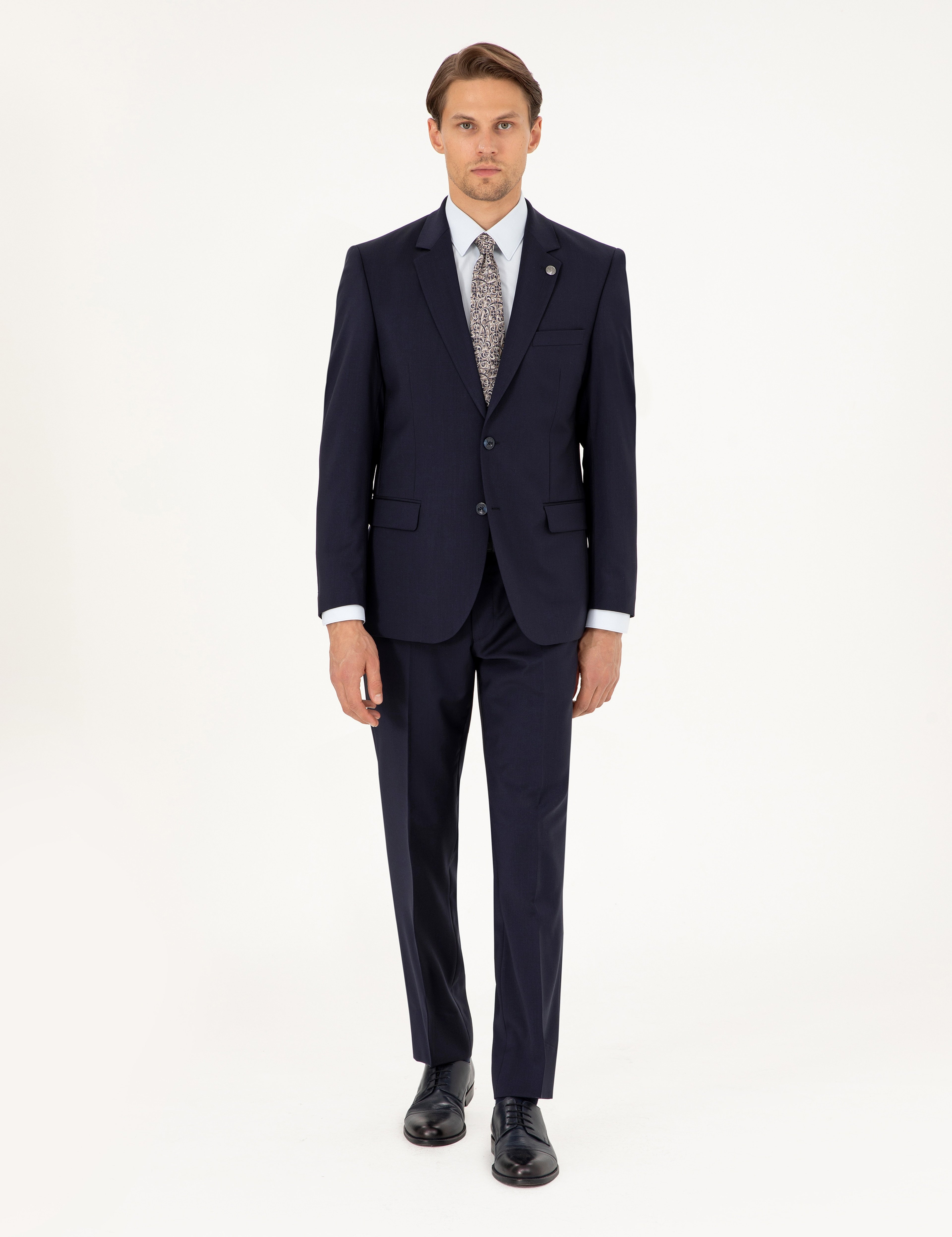 Lacivert Slim Fit %100 Yün Takım Elbise - Image 1