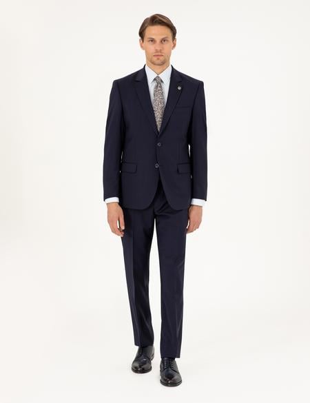 Lacivert Slim Fit %100 Yün Takım Elbise - 50294275101