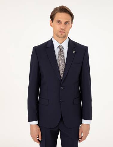 Lacivert Slim Fit %100 Yün Takım Elbise